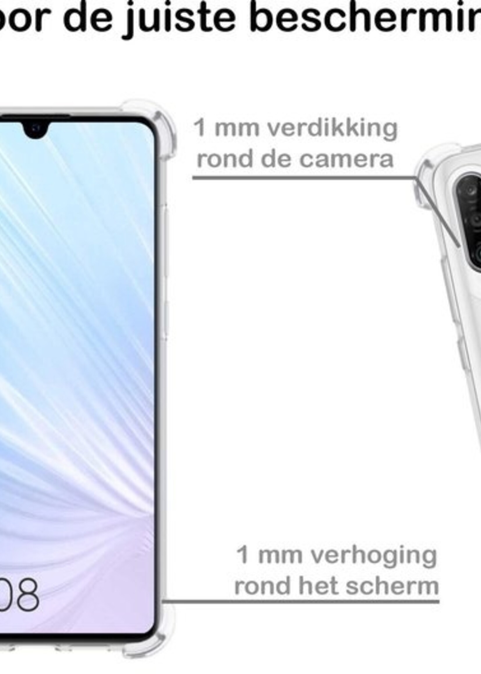 BTH Hoesje Geschikt voor Huawei P30 Lite Hoesje Siliconen Shock Proof Case Hoes - Hoes Geschikt voor Huawei P30 Lite Hoes Cover Case Shockproof - Transparant