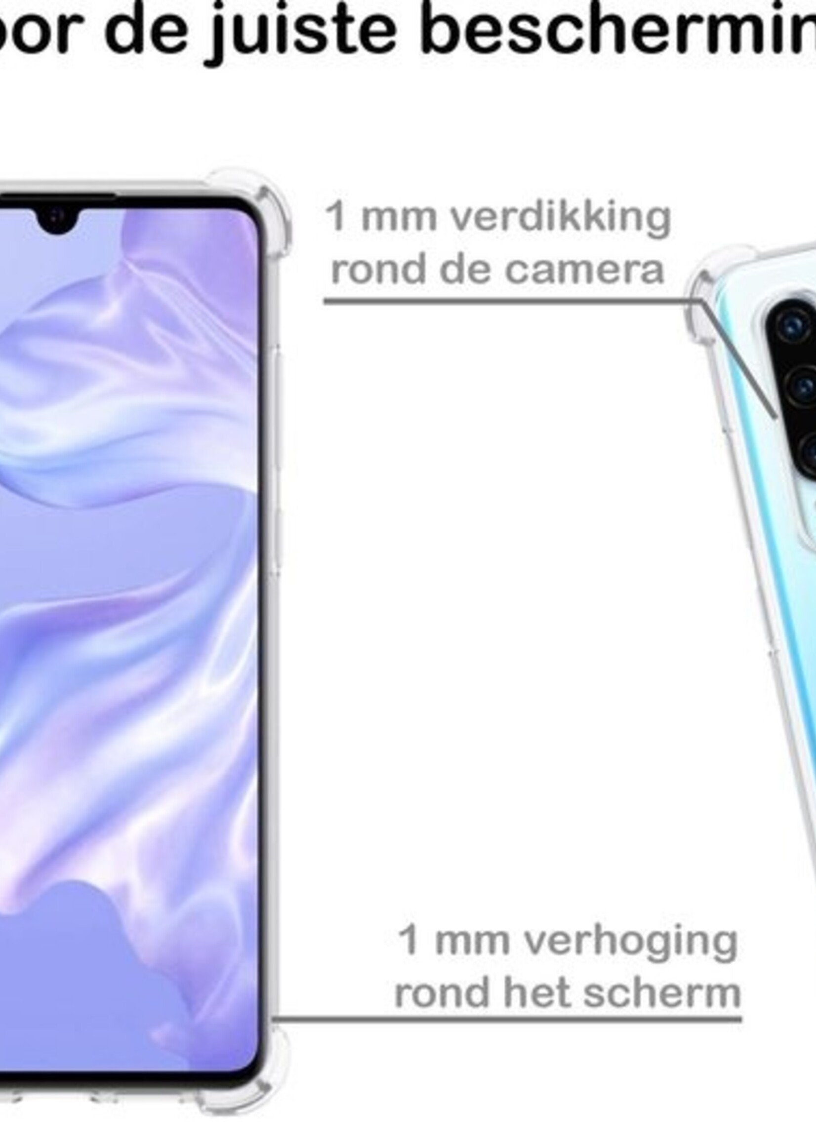 BTH Hoesje Geschikt voor Huawei P30 Hoesje Siliconen Shock Proof Case Hoes - Hoes Geschikt voor Huawei P30 Hoes Cover Case Shockproof - Transparant
