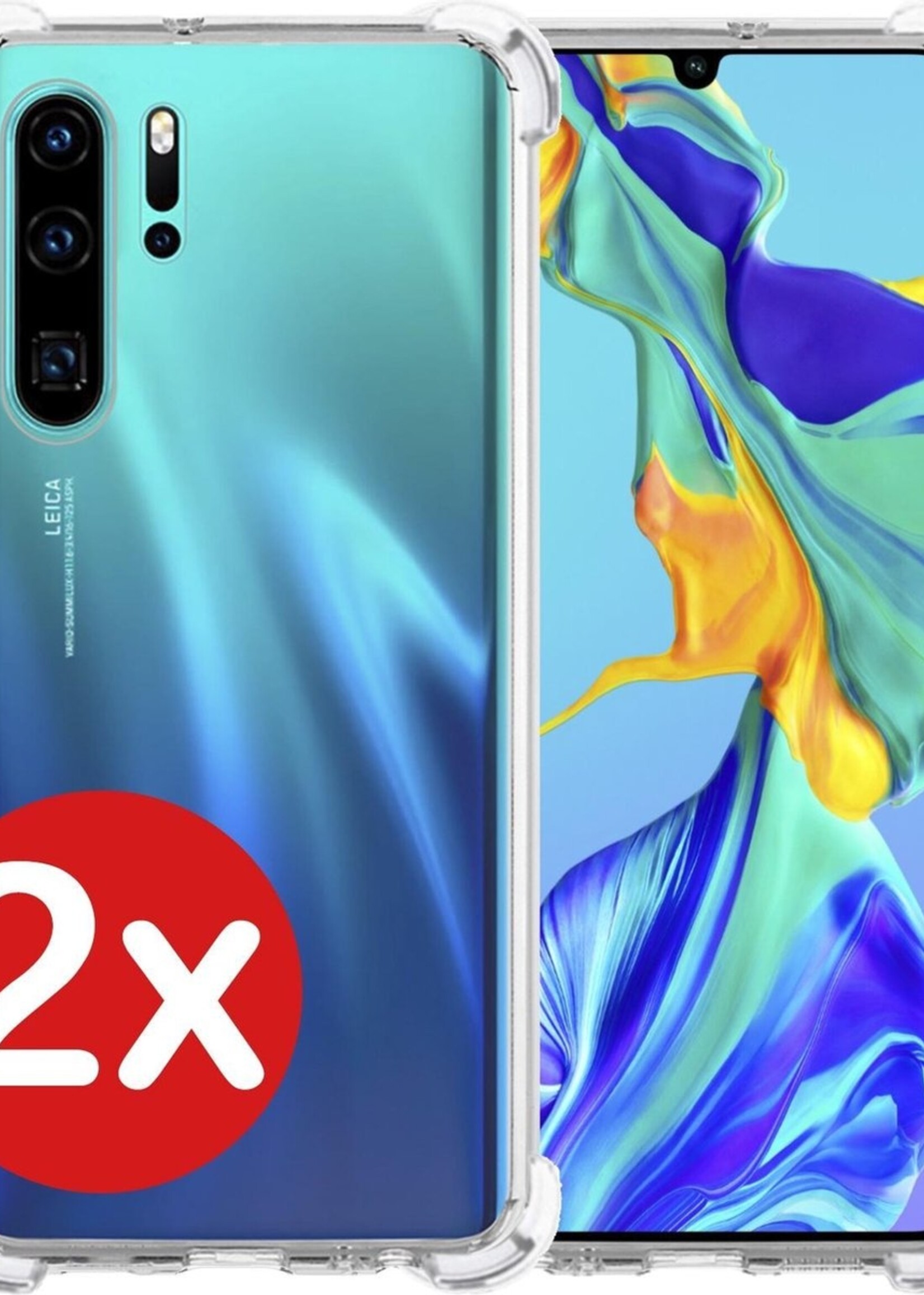 BTH Hoesje Geschikt voor Huawei P30 Pro Hoesje Siliconen Shock Proof Case Hoes - Hoes Geschikt voor Huawei P30 Pro Hoes Cover Case Shockproof - Transparant - 2 PACK