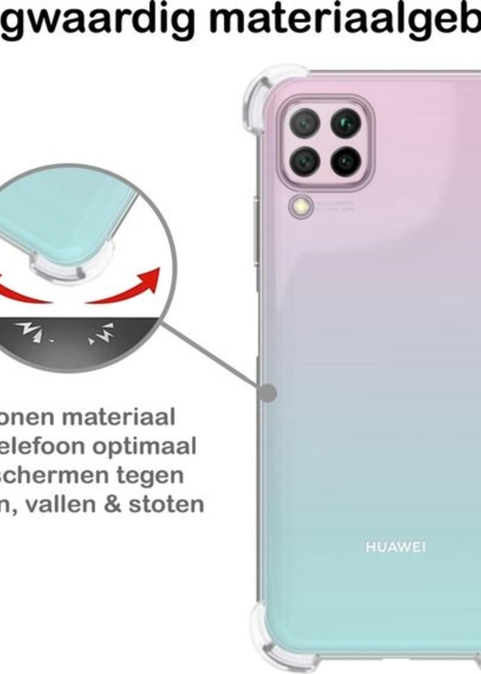 BTH Hoesje Geschikt voor Huawei P40 Lite Hoesje Siliconen Shock Proof Case Hoes - Hoes Geschikt voor Huawei P40 Lite Hoes Cover Case Shockproof - Transparant