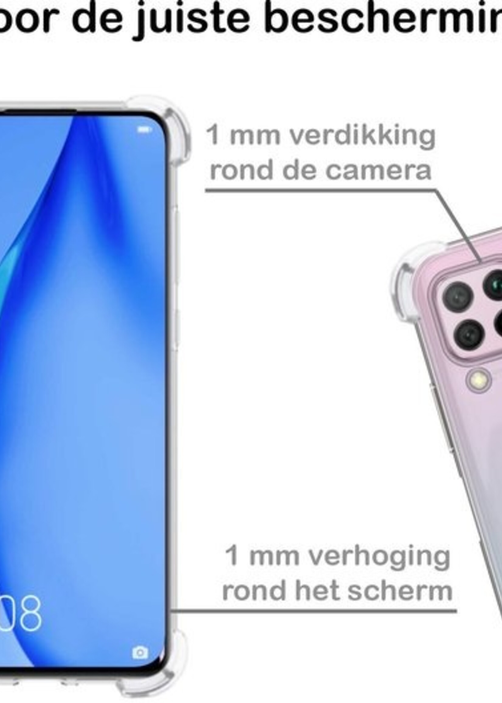 BTH Hoesje Geschikt voor Huawei P40 Lite Hoesje Siliconen Shock Proof Case Hoes - Hoes Geschikt voor Huawei P40 Lite Hoes Cover Case Shockproof - Transparant