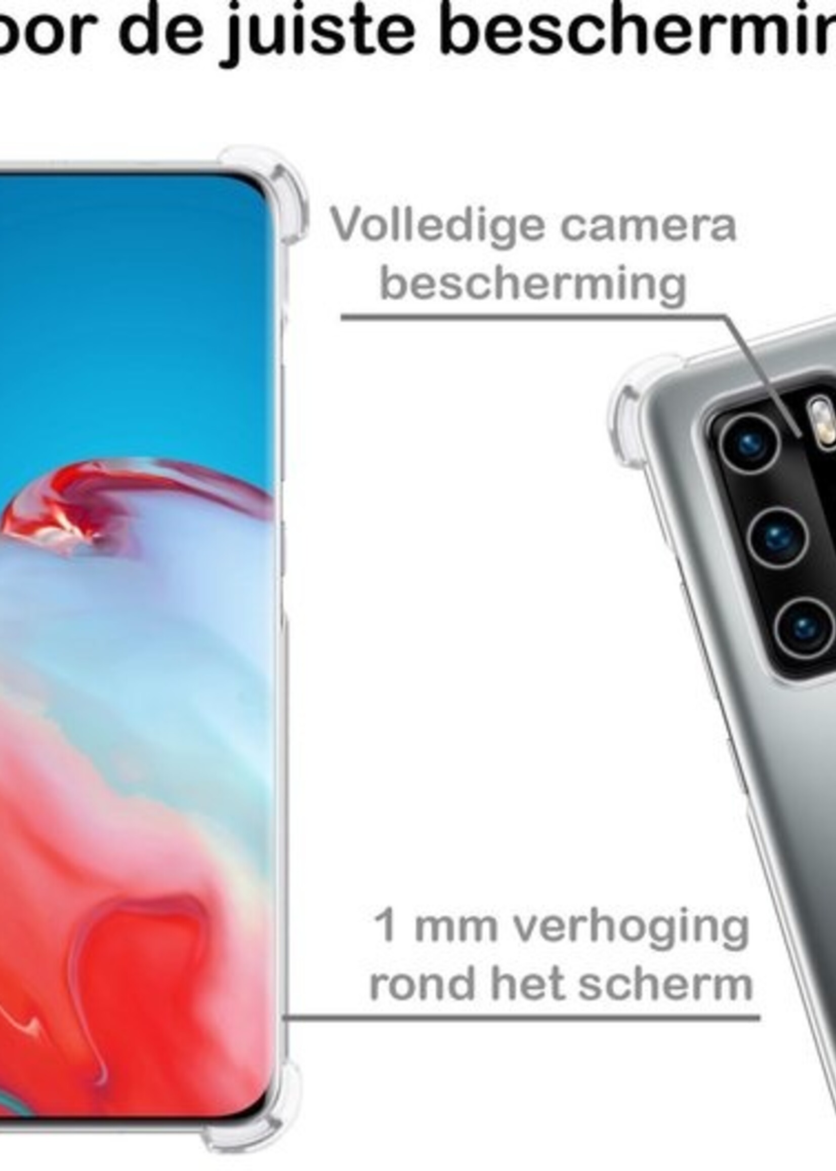 BTH Hoesje Geschikt voor Huawei P40 Hoesje Siliconen Shock Proof Case Hoes - Hoes Geschikt voor Huawei P40 Hoes Cover Case Shockproof - Transparant