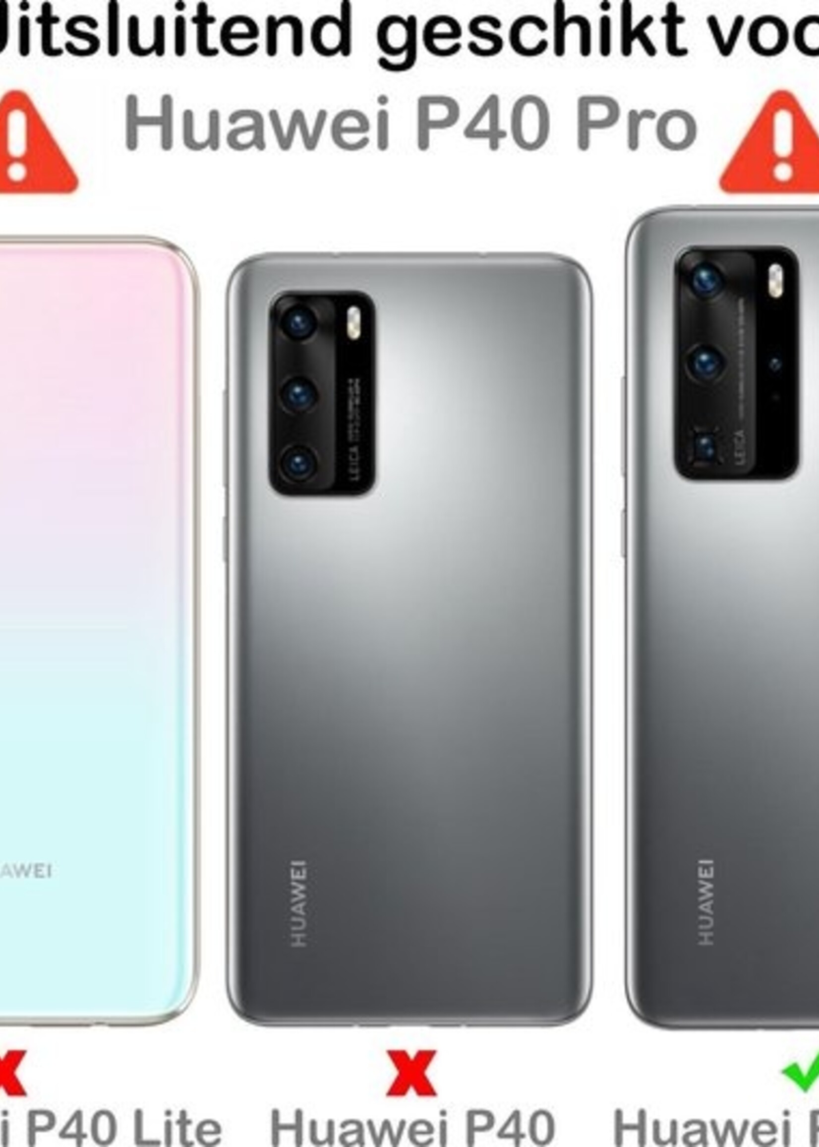 BTH Hoesje Geschikt voor Huawei P40 Pro Hoesje Siliconen Shock Proof Case Hoes - Hoes Geschikt voor Huawei P40 Pro Hoes Cover Case Shockproof - Transparant - 2 PACK