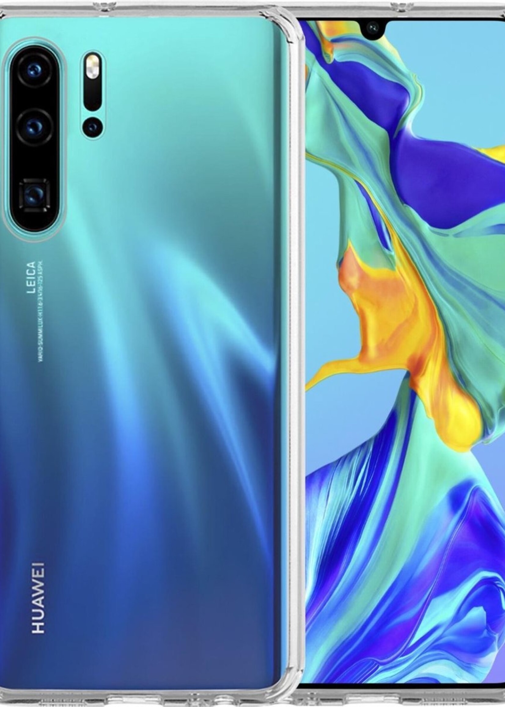 BTH Hoesje Geschikt voor Huawei P30 Pro Hoesje Siliconen Case Hoes - Hoes Geschikt voor Huawei P30 Pro Hoes Cover Case - Transparant