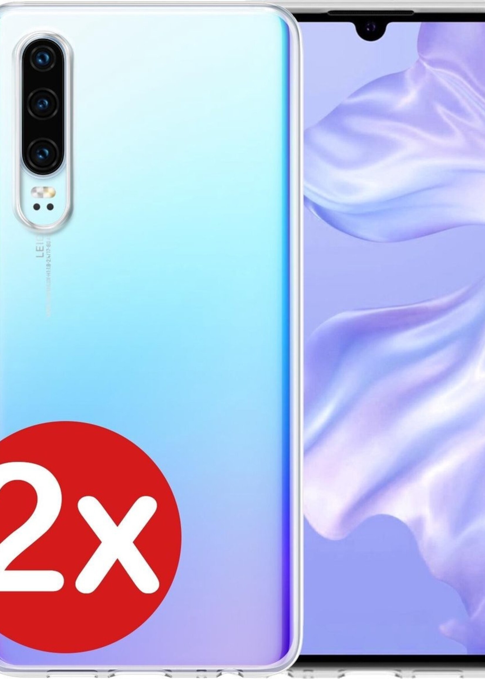 BTH Hoesje Geschikt voor Huawei P30 Hoesje Siliconen Case Hoes - Hoes Geschikt voor Huawei P30 Hoes Cover Case - Transparant - 2 PACK