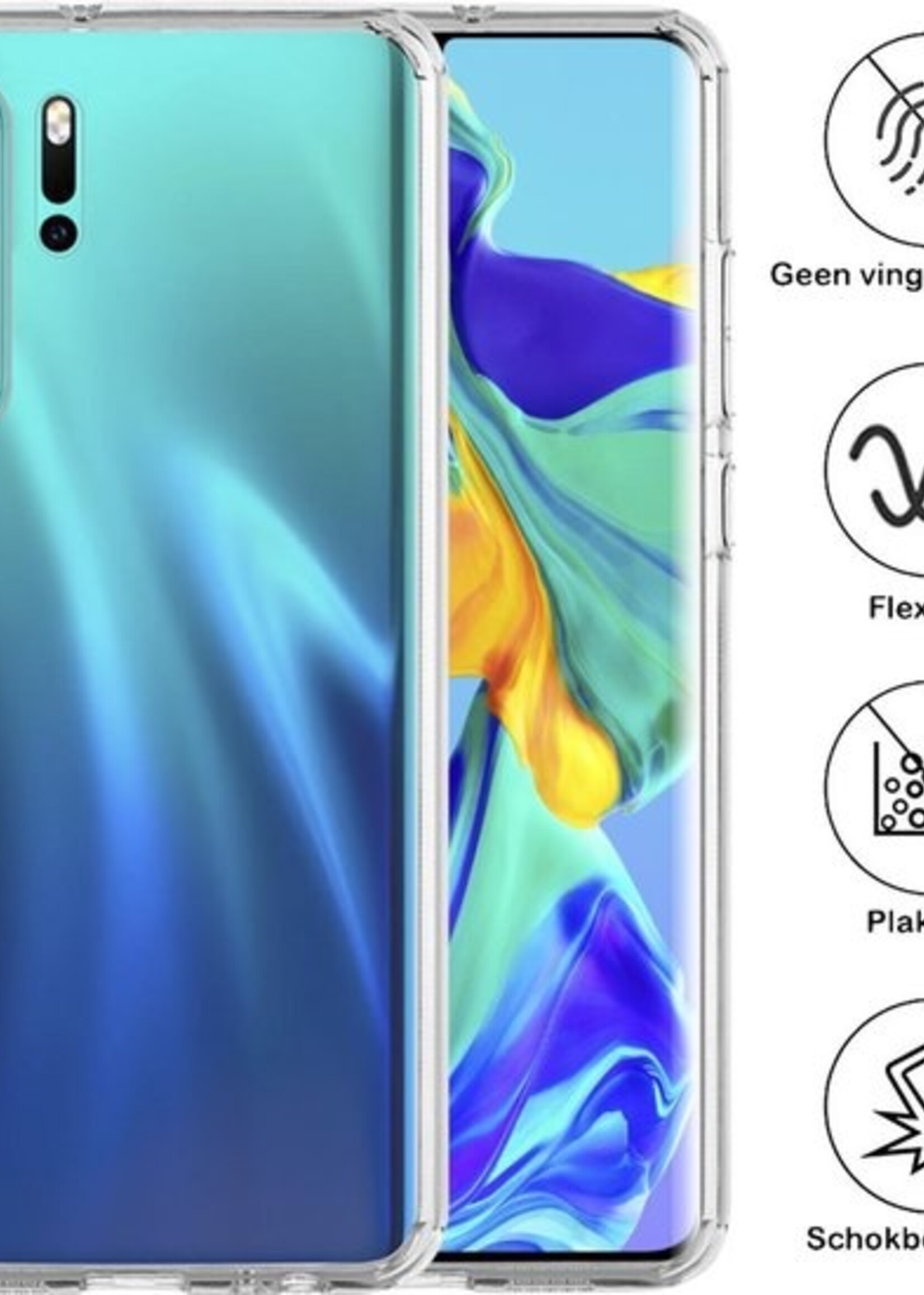 BTH Hoesje Geschikt voor Huawei P30 Pro Hoesje Siliconen Case Hoes - Hoes Geschikt voor Huawei P30 Pro Hoes Cover Case - Transparant - 2 PACK