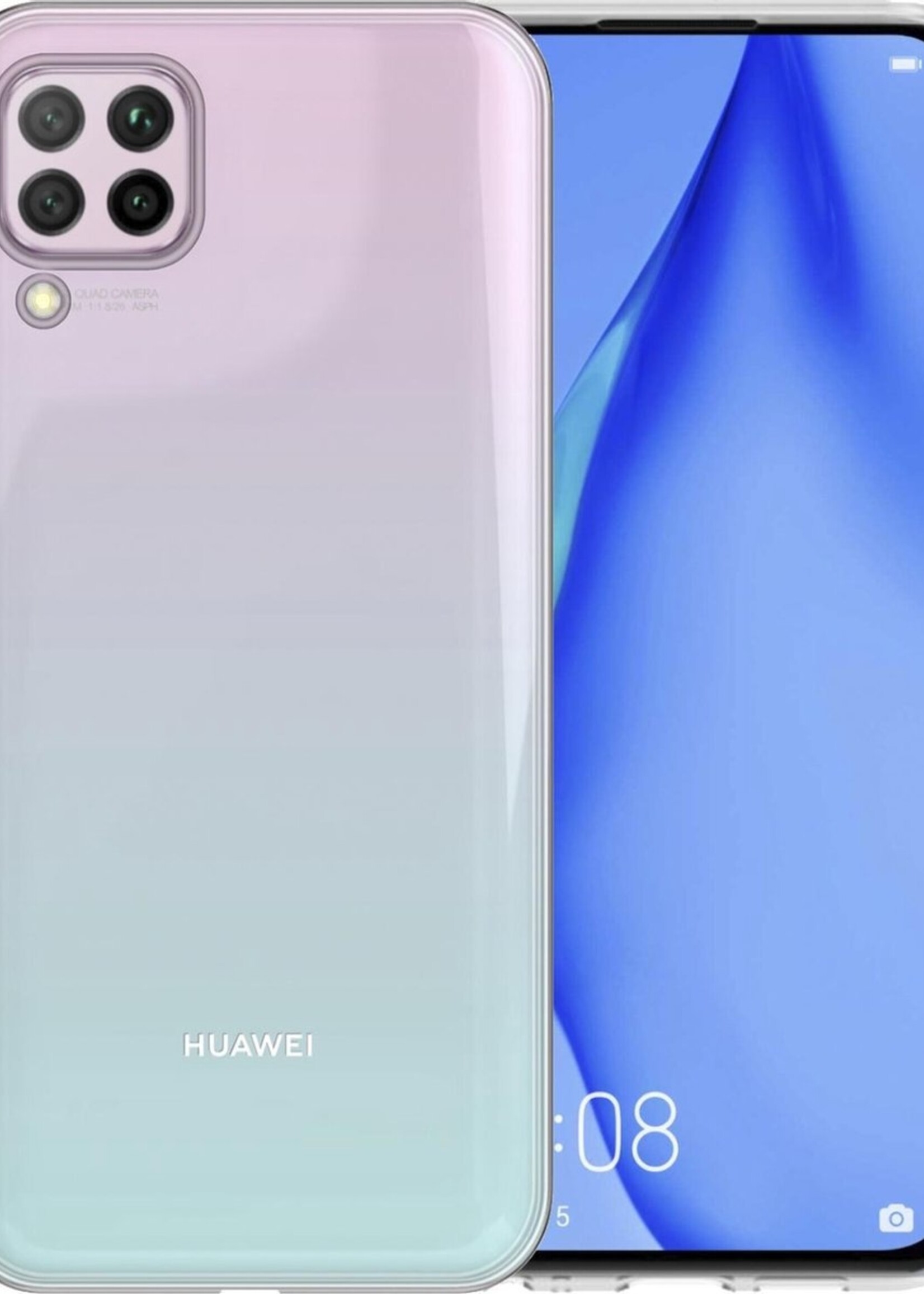 BTH Hoesje Geschikt voor Huawei P40 Lite Hoesje Siliconen Case Hoes - Hoes Geschikt voor Huawei P40 Lite Hoes Cover Case - Transparant