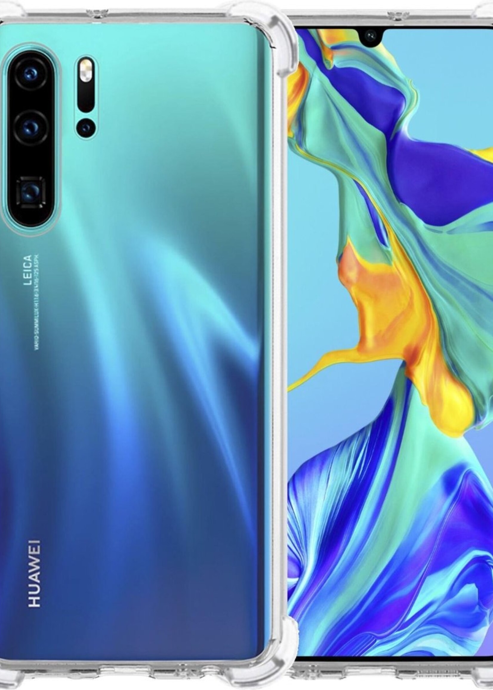 BTH Hoesje Geschikt voor Huawei P30 Pro Hoesje Siliconen Shock Proof Case Hoes - Hoes Geschikt voor Huawei P30 Pro Hoes Cover Case Shockproof - Transparant
