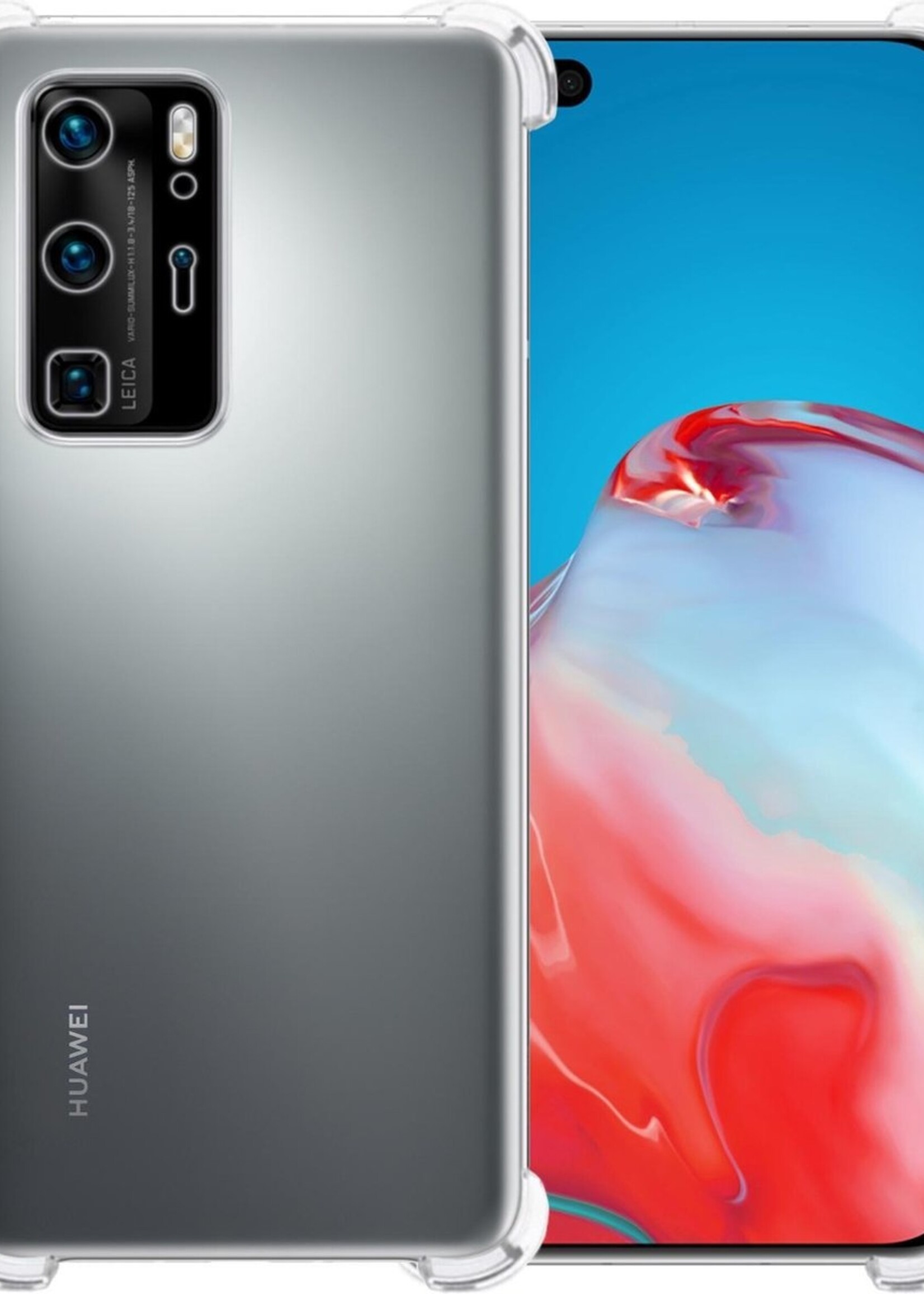 BTH Hoesje Geschikt voor Huawei P40 Pro Hoesje Siliconen Shock Proof Case Hoes - Hoes Geschikt voor Huawei P40 Pro Hoes Cover Case Shockproof - Transparant