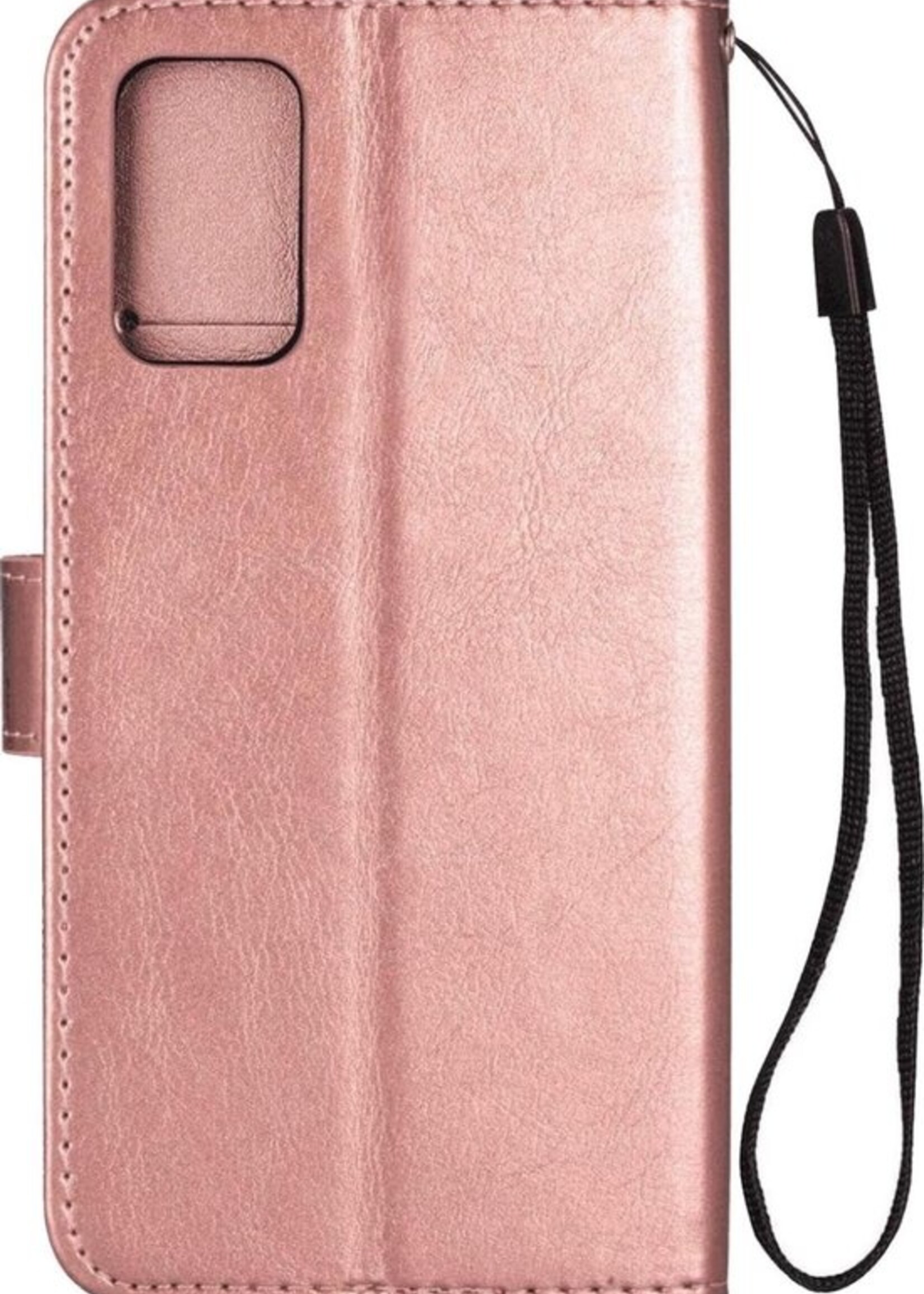 BTH Hoesje Geschikt voor iPhone 12 Pro Max Hoesje Book Case Hoes Portemonnee Cover Walletcase Met Screenprotector - Hoes Geschikt voor iPhone 12 Pro Max Hoes Bookcase Hoesje - Rosé goud