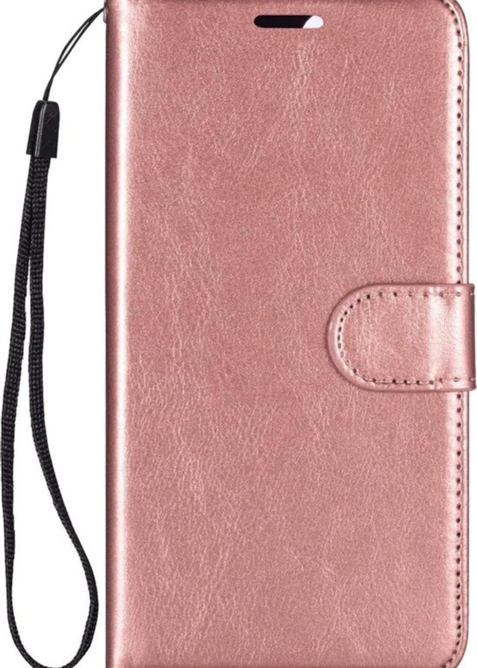 BTH Hoesje Geschikt voor iPhone 12 Pro Max Hoesje Book Case Hoes Portemonnee Cover Walletcase Met Screenprotector - Hoes Geschikt voor iPhone 12 Pro Max Hoes Bookcase Hoesje - Rosé goud