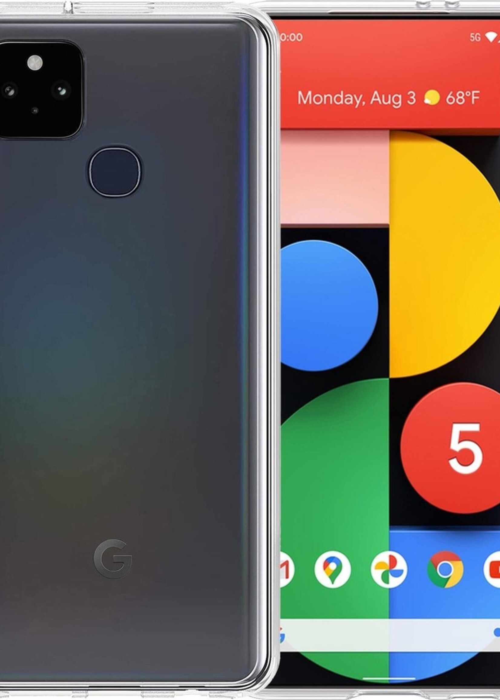 BTH Hoesje Geschikt voor Google Pixel 5 Hoesje Siliconen Case Hoes - Hoes Geschikt voor Google Pixel 5 Hoes Cover Case - Transparant