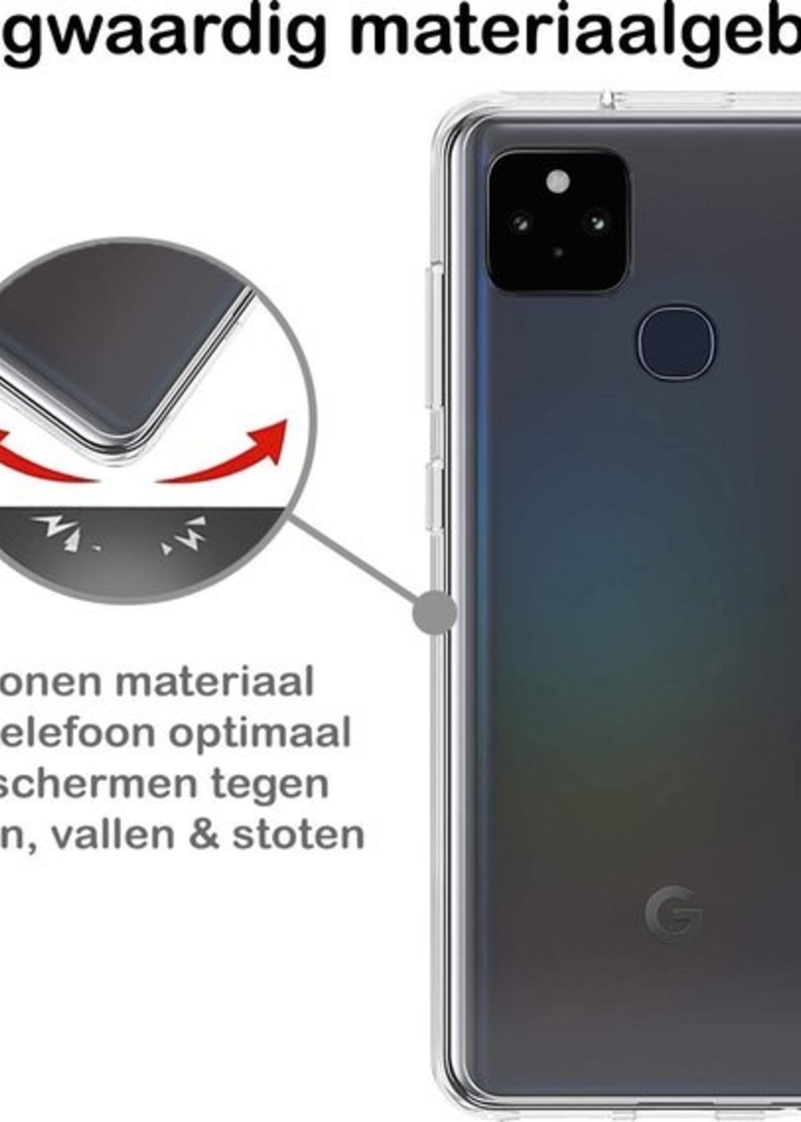 BTH Hoesje Geschikt voor Google Pixel 5 Hoesje Siliconen Case Hoes - Hoes Geschikt voor Google Pixel 5 Hoes Cover Case - Transparant