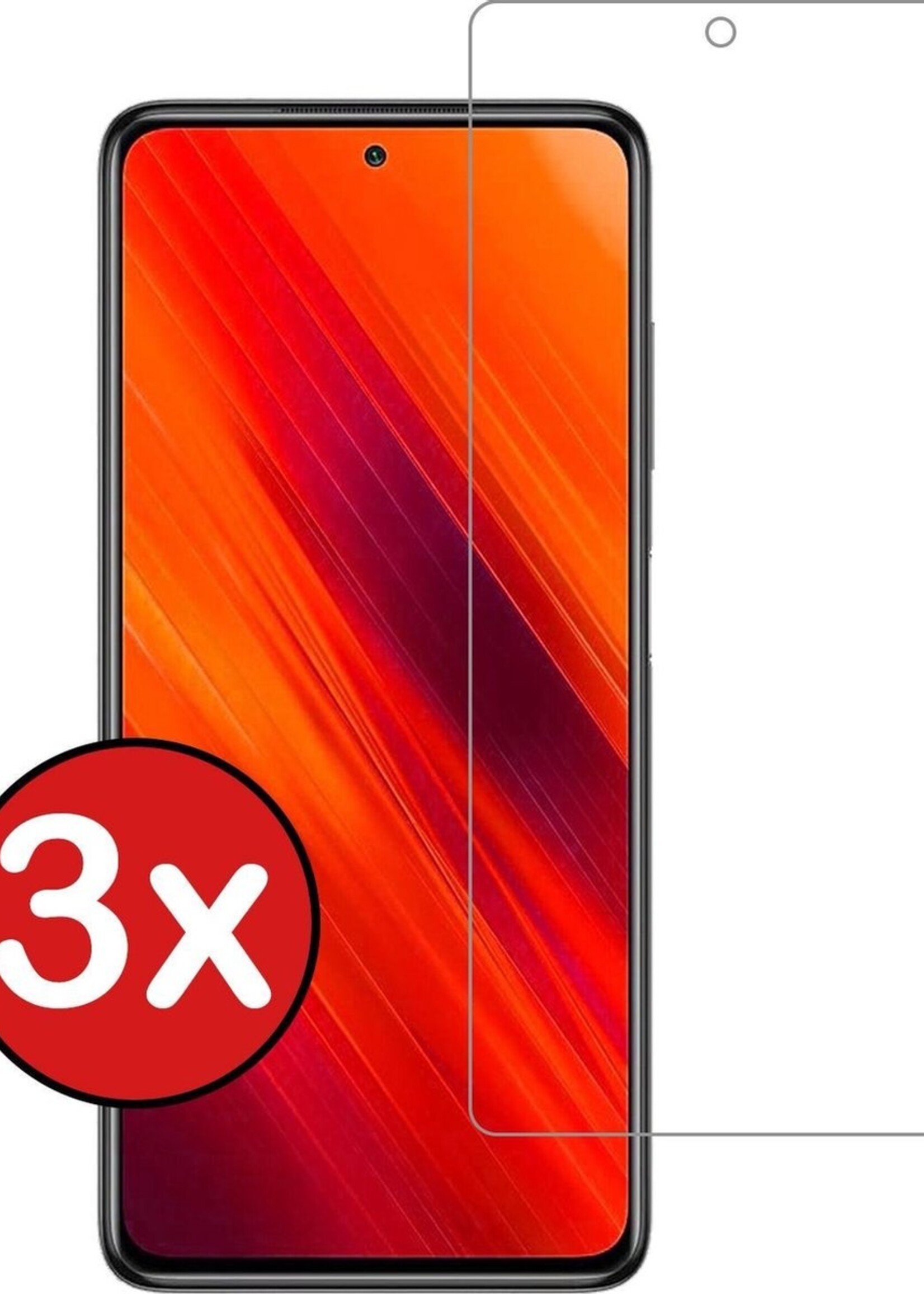 BTH Screenprotector Geschikt voor Poco X3 Screenprotector Glas Gehard Tempered Glass - Screenprotector Geschikt voor Xiaomi Poco X3 Screen Protector Screen Cover - 3 PACK