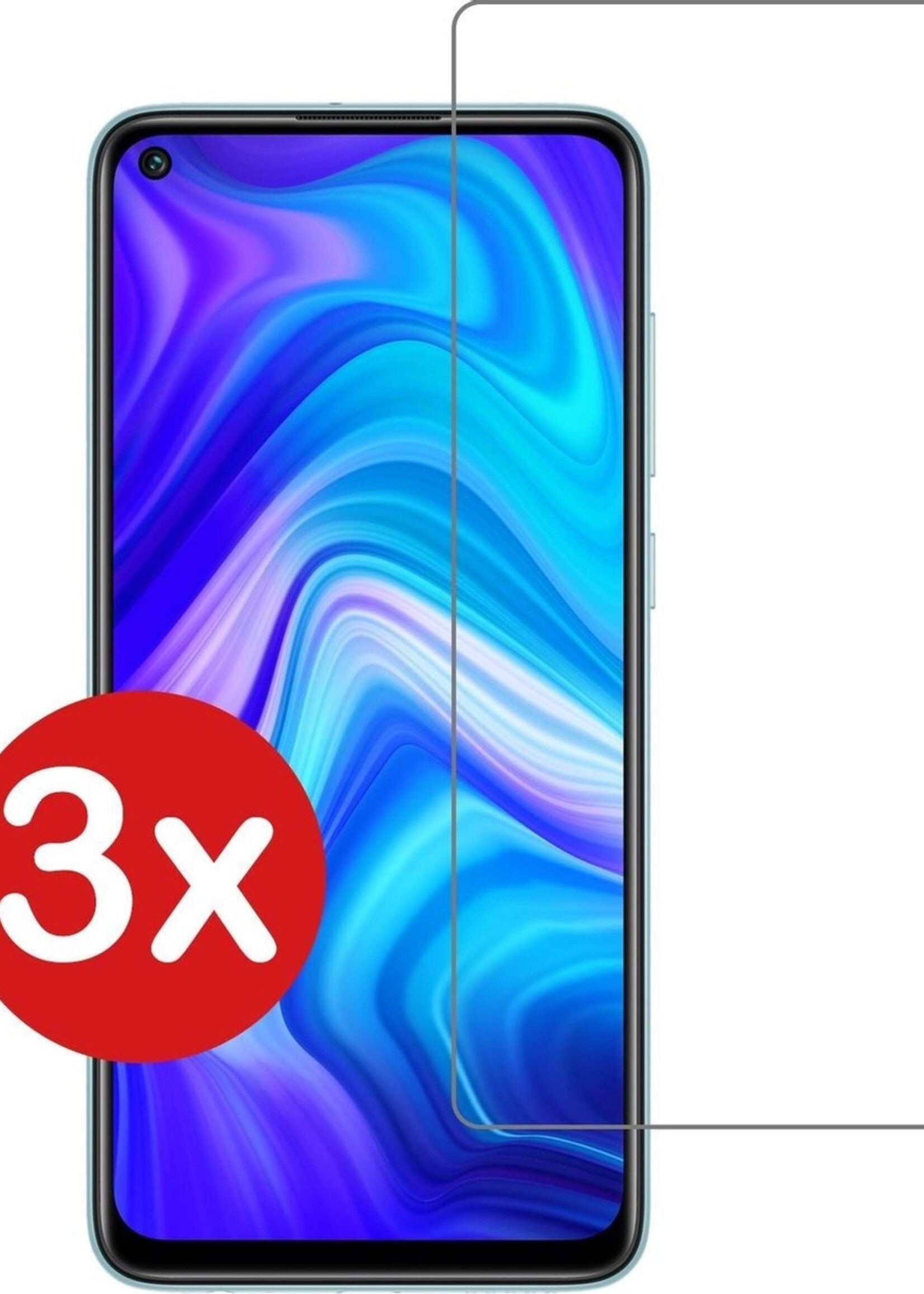 BTH Screenprotector Geschikt voor Xiaomi Redmi Note 9 Screenprotector Glas Gehard Tempered Glass - Screenprotector Geschikt voor Xiaomi Redmi Note 9 Screen Protector Screen Cover - 3 PACK