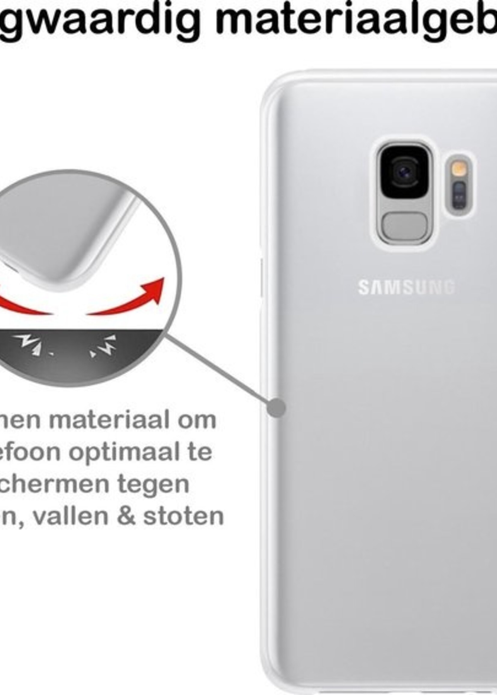 BTH Hoesje Geschikt voor Samsung S9 Hoesje Siliconen Case Hoes - Hoes Geschikt voor Samsung Galaxy S9 Hoes Cover Case - Transparant