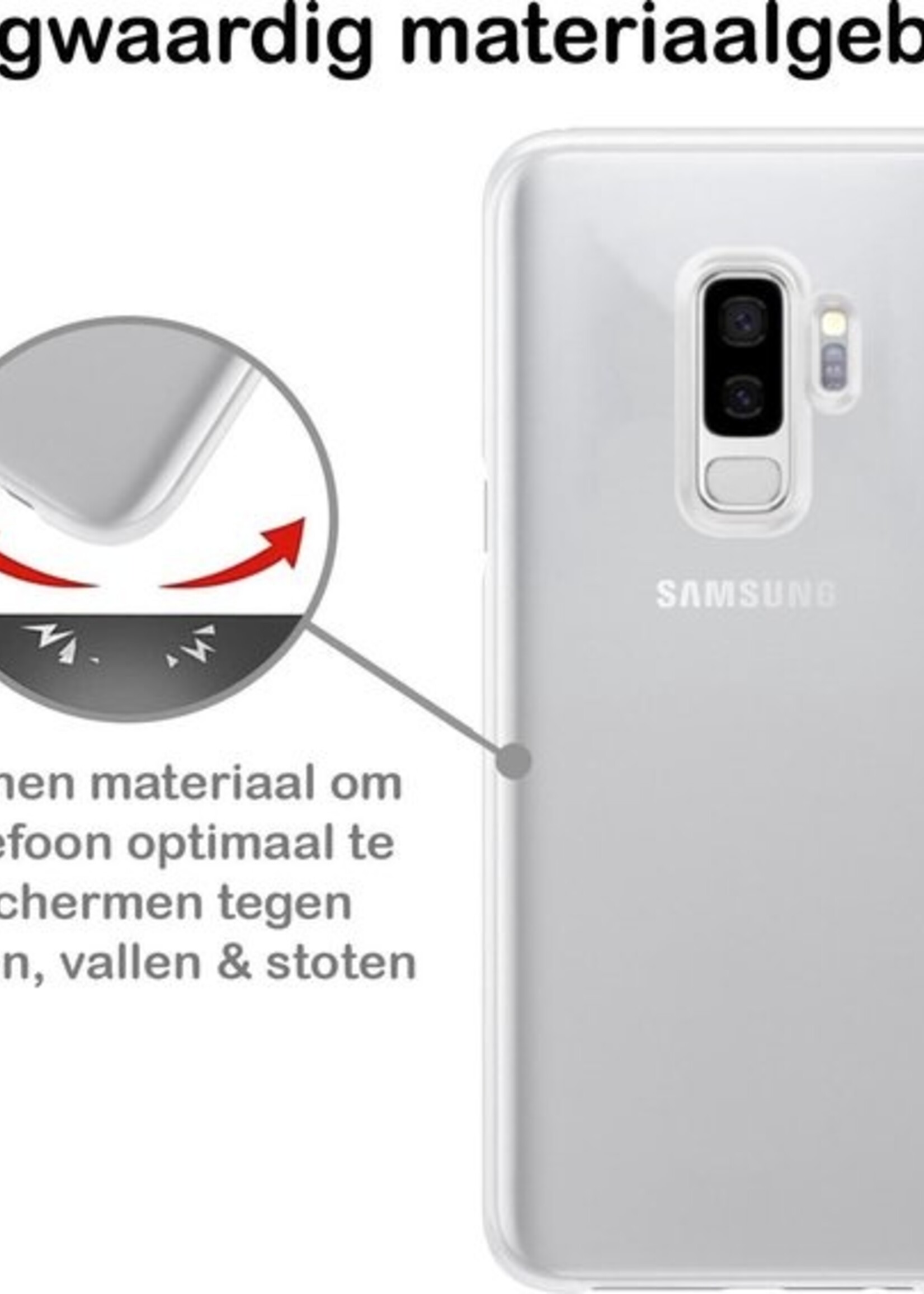BTH Hoesje Geschikt voor Samsung S9 Plus Hoesje Siliconen Case Hoes - Hoes Geschikt voor Samsung Galaxy S9 Plus Hoes Cover Case - Transparant