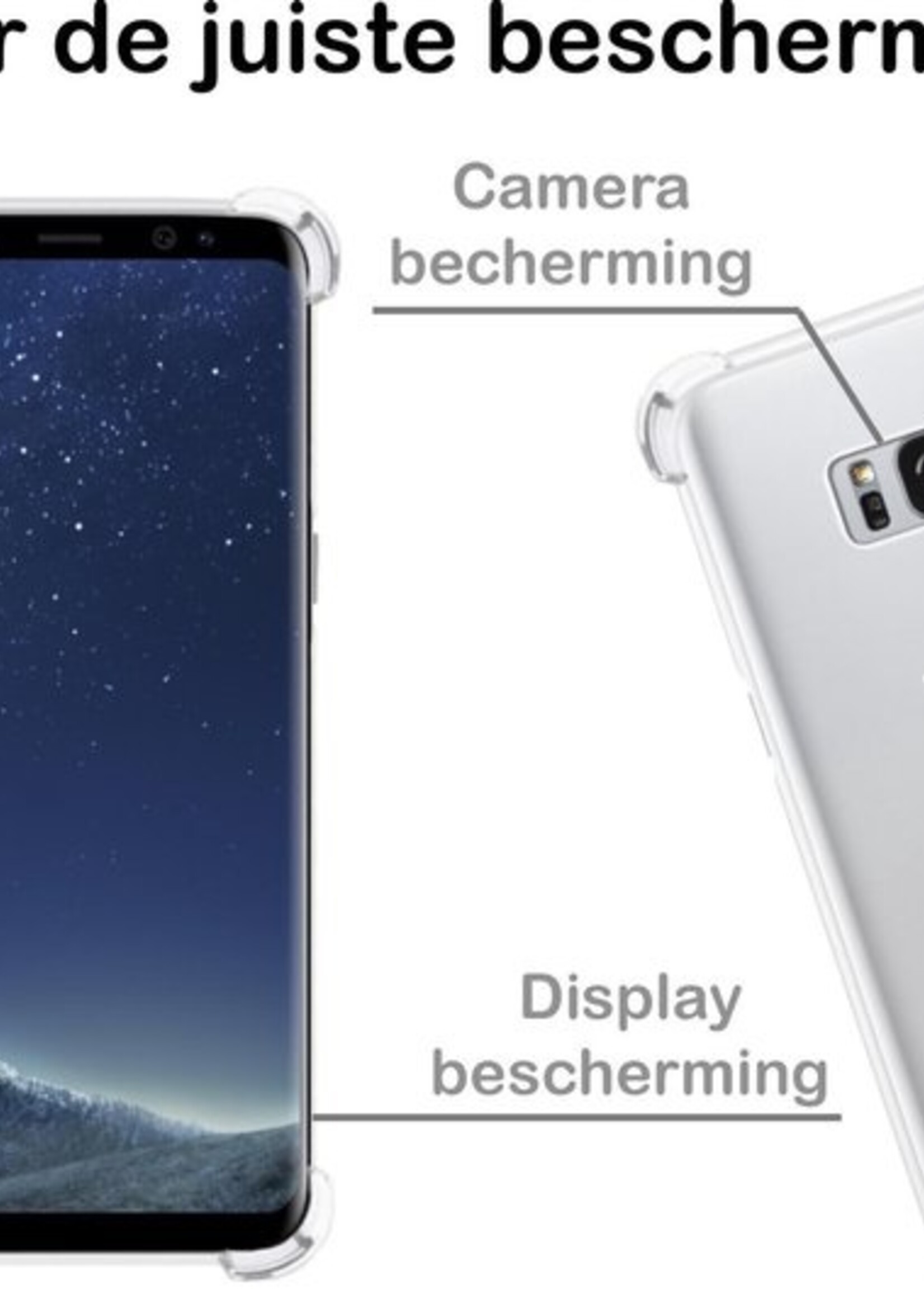 BTH Hoesje Geschikt voor Samsung S8 Hoesje Siliconen Shock Proof Case Hoes - Hoes Geschikt voor Samsung Galaxy S8 Hoes Cover Case Shockproof - Transparant