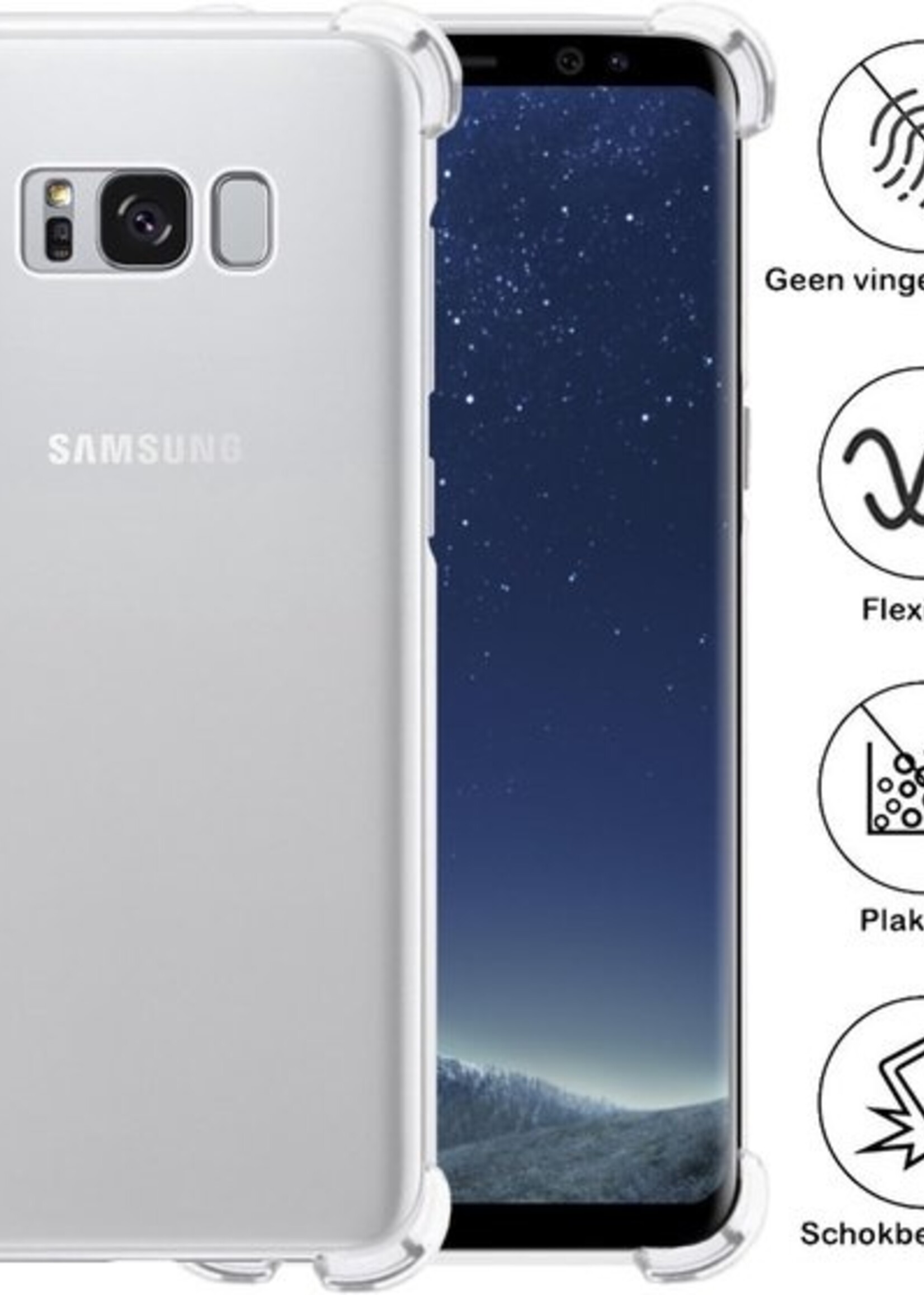 BTH Hoesje Geschikt voor Samsung S8 Hoesje Siliconen Shock Proof Case Hoes - Hoes Geschikt voor Samsung Galaxy S8 Hoes Cover Case Shockproof - Transparant