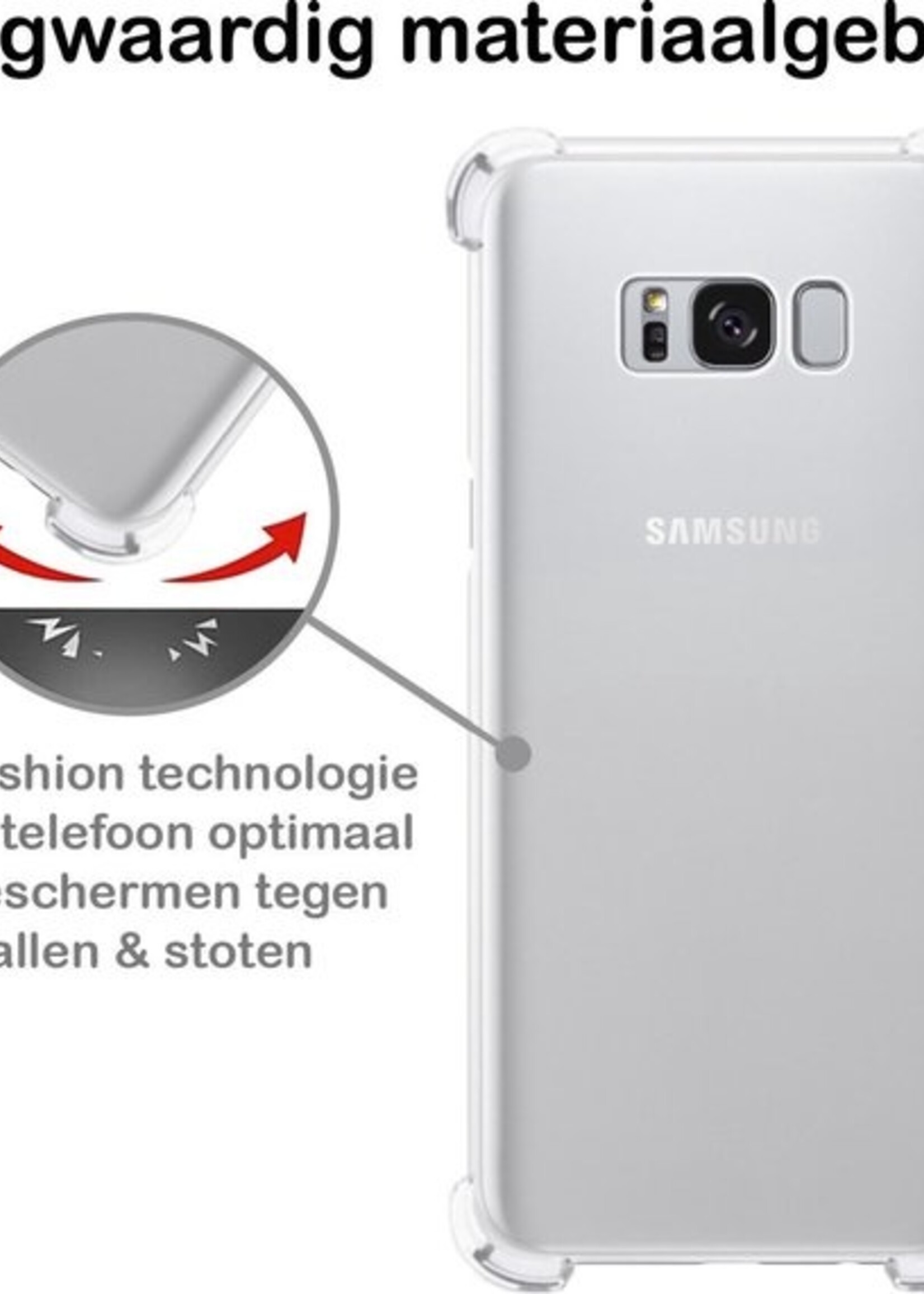 BTH Hoesje Geschikt voor Samsung S8 Hoesje Siliconen Shock Proof Case Hoes - Hoes Geschikt voor Samsung Galaxy S8 Hoes Cover Case Shockproof - Transparant