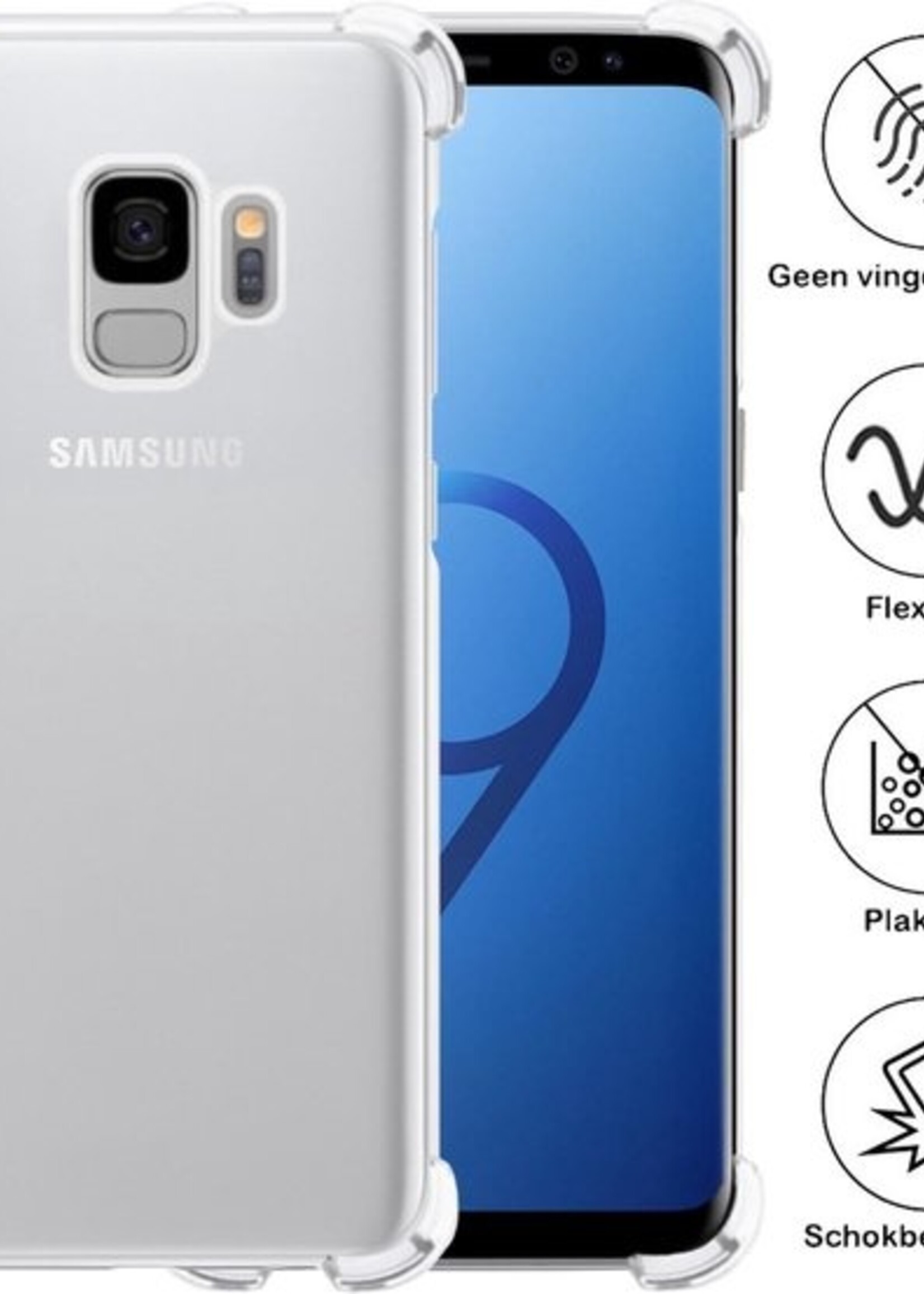 BTH Hoesje Geschikt voor Samsung S9 Hoesje Siliconen Shock Proof Case Hoes - Hoes Geschikt voor Samsung Galaxy S9 Hoes Cover Case Shockproof - Transparant