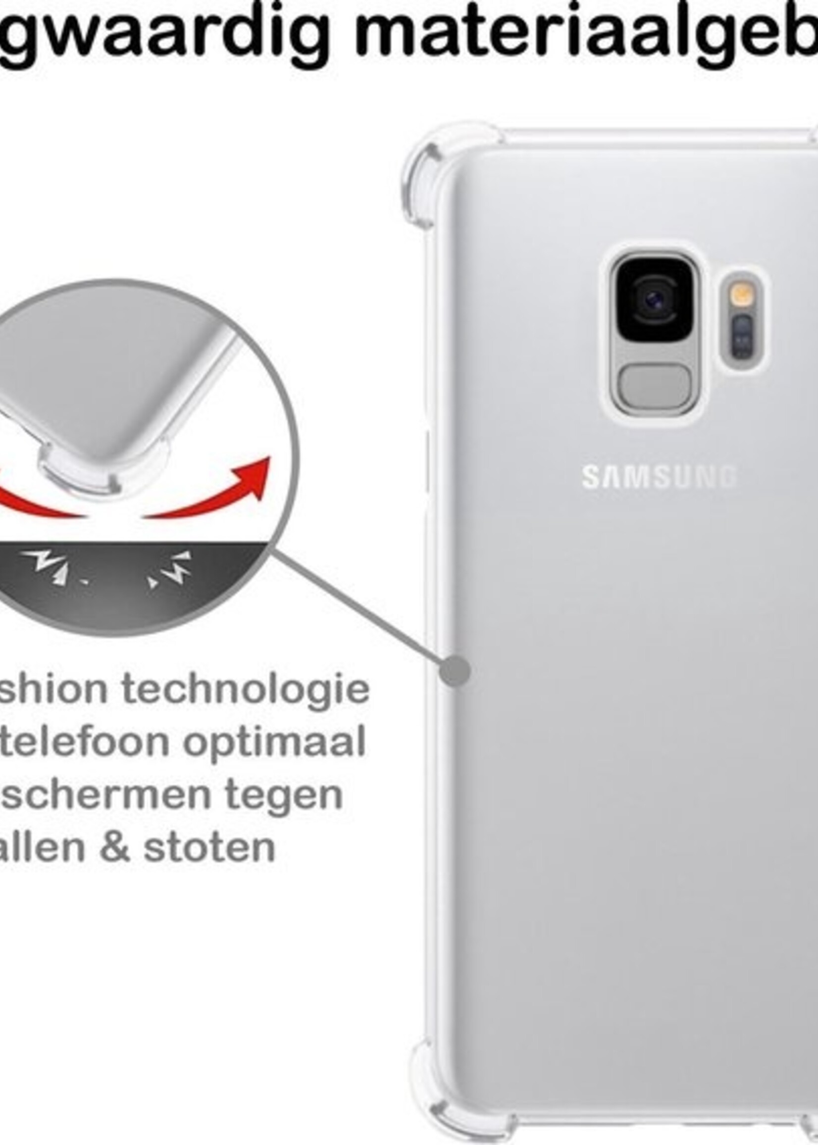 BTH Hoesje Geschikt voor Samsung S9 Hoesje Siliconen Shock Proof Case Hoes - Hoes Geschikt voor Samsung Galaxy S9 Hoes Cover Case Shockproof - Transparant