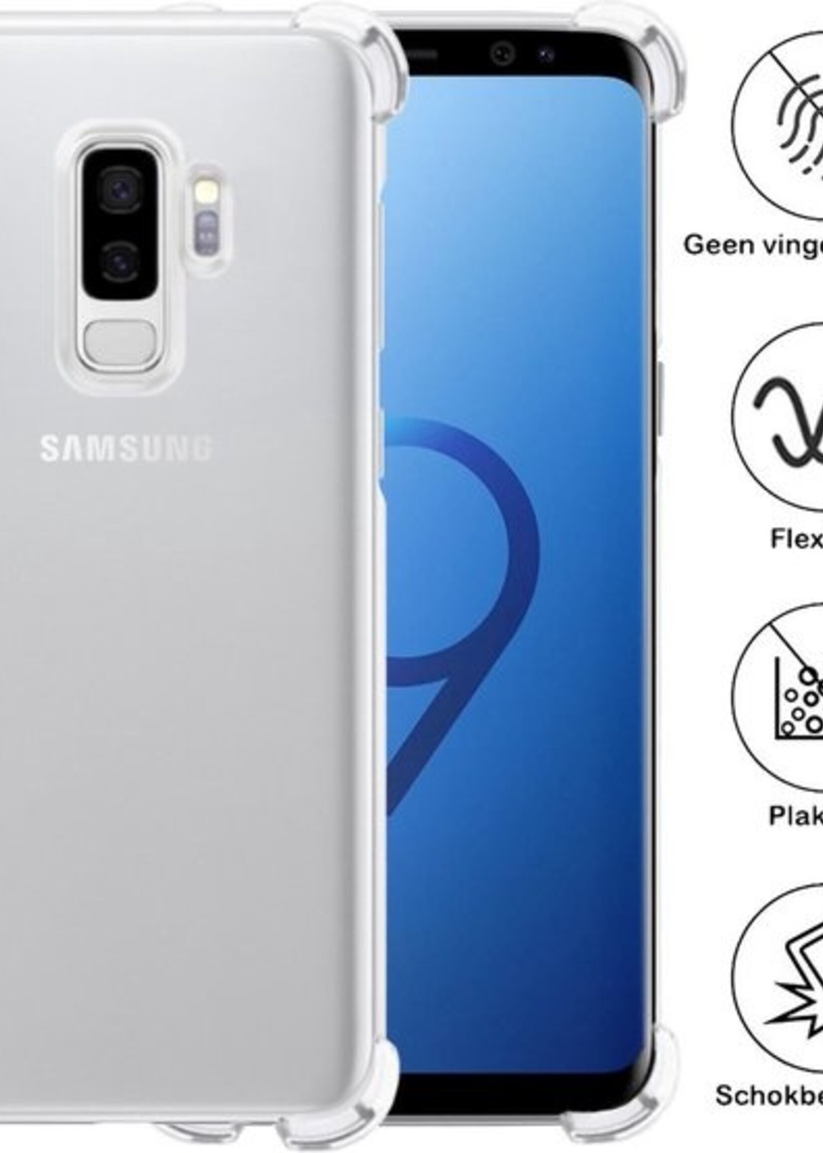 BTH Hoesje Geschikt voor Samsung S9 Plus Hoesje Siliconen Shock Proof Case Hoes - Hoes Geschikt voor Samsung Galaxy S9 Plus Hoes Cover Case Shockproof - Transparant