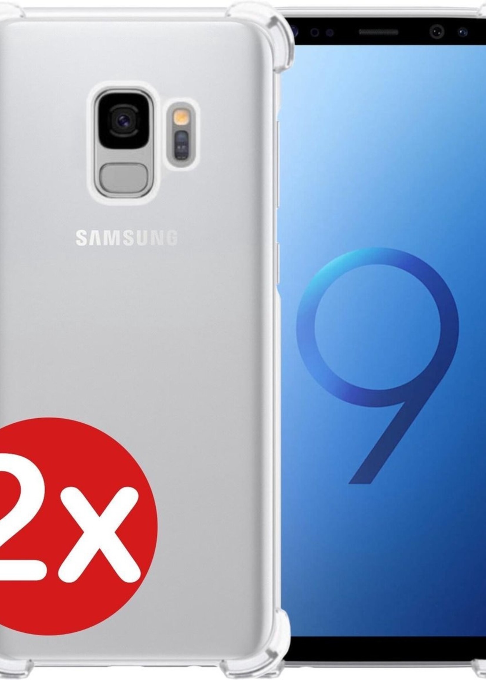 BTH Hoesje Geschikt voor Samsung S9 Hoesje Siliconen Shock Proof Case Hoes - Hoes Geschikt voor Samsung Galaxy S9 Hoes Cover Case Shockproof - Transparant - 2 PACK