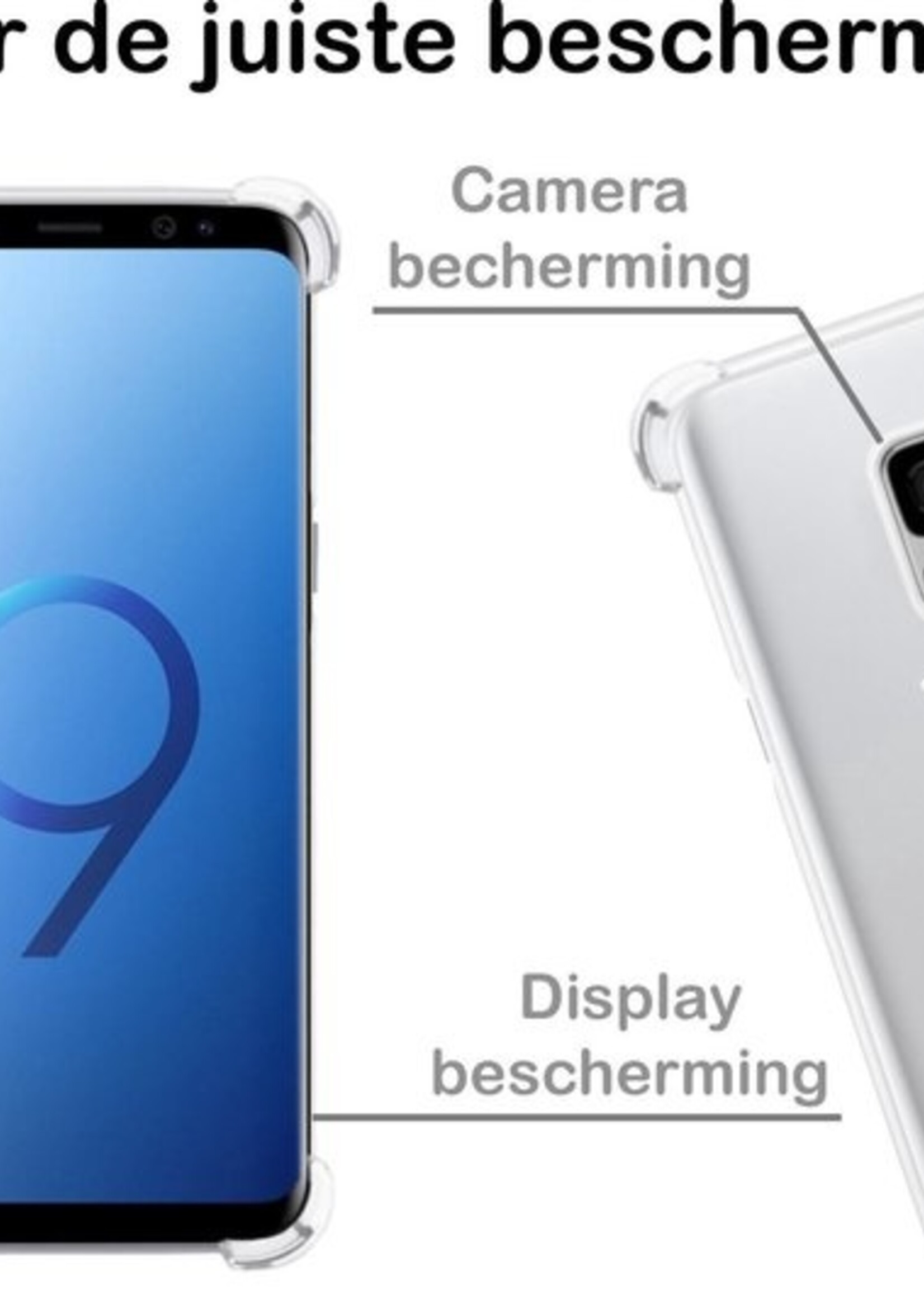 BTH Hoesje Geschikt voor Samsung S9 Hoesje Siliconen Shock Proof Case Hoes - Hoes Geschikt voor Samsung Galaxy S9 Hoes Cover Case Shockproof - Transparant - 2 PACK