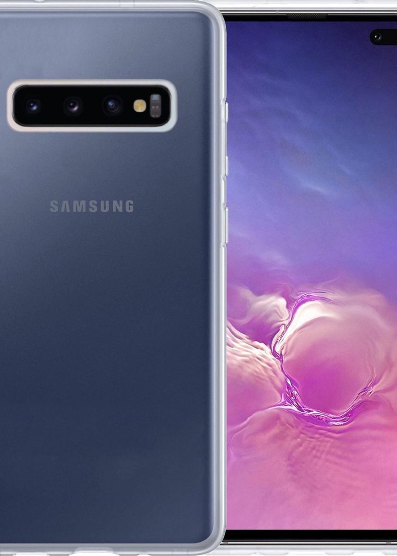 BTH Hoesje Geschikt voor Samsung S10 Hoesje Siliconen Case Hoes - Hoes Geschikt voor Samsung Galaxy S10 Hoes Cover Case - Transparant