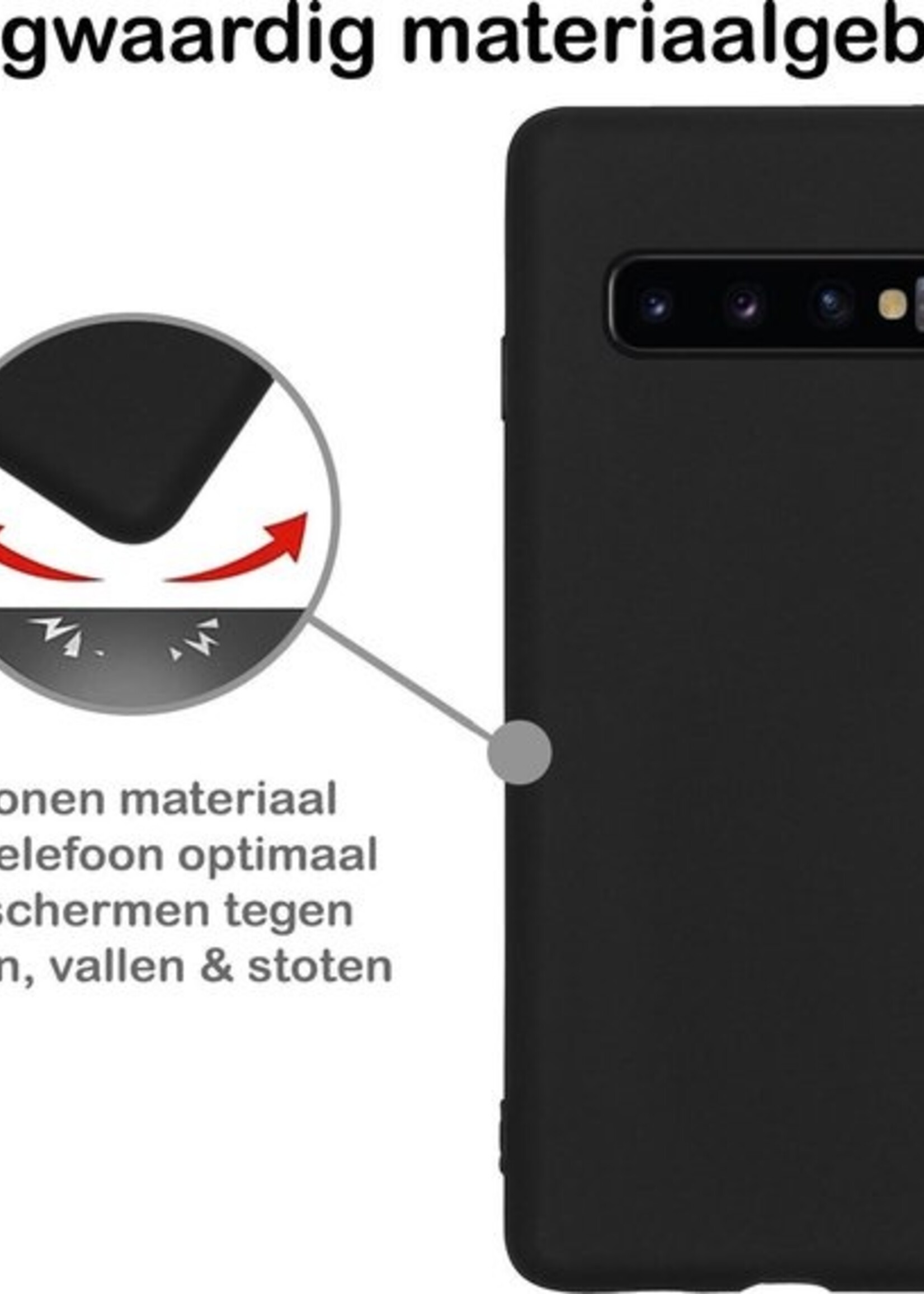 BTH Hoesje Geschikt voor Samsung S10 Hoesje Siliconen Case Hoes - Hoes Geschikt voor Samsung Galaxy S10 Hoes Cover Case - Zwart