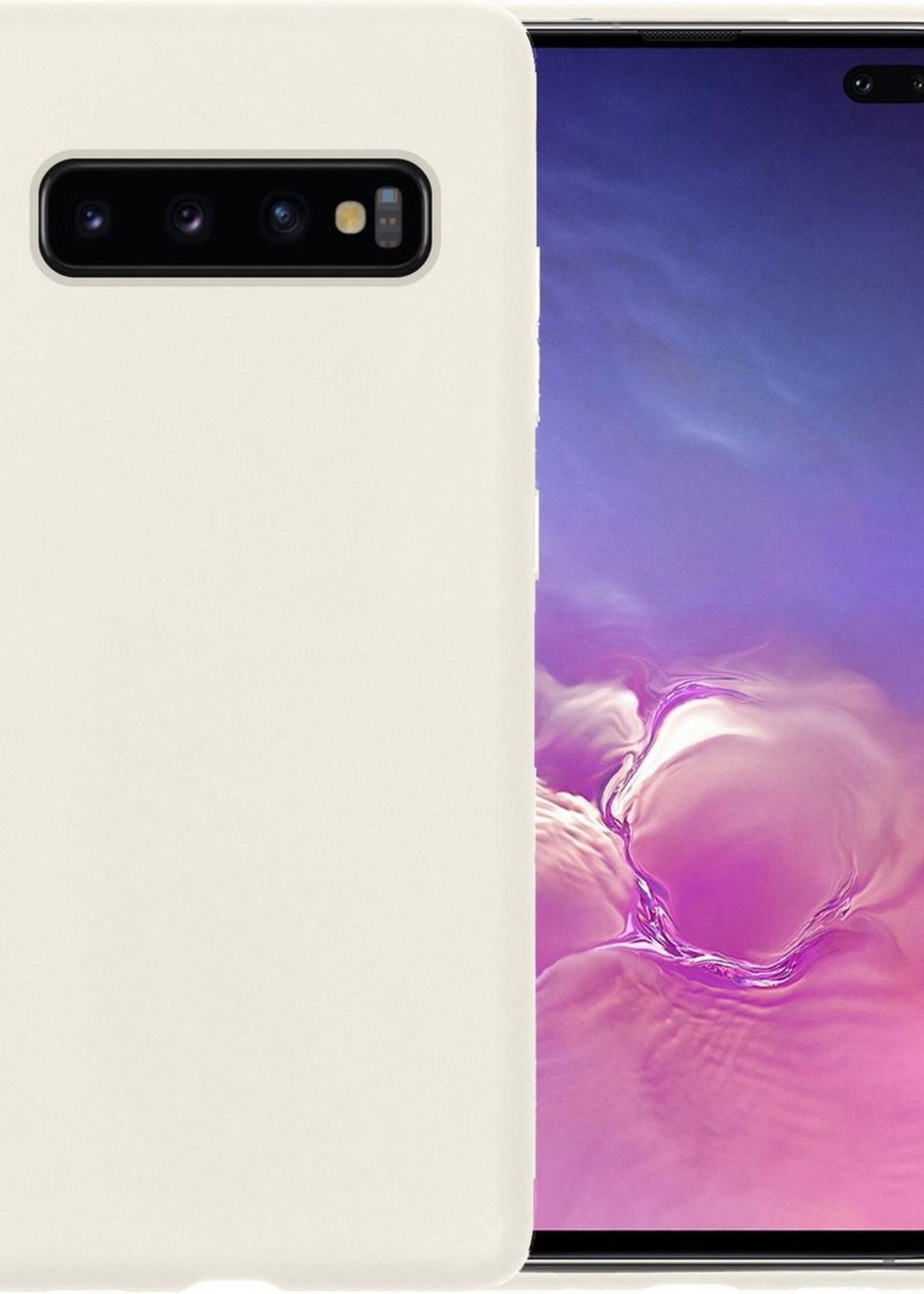 BTH Hoesje Geschikt voor Samsung S10 Hoesje Siliconen Case Hoes - Hoes Geschikt voor Samsung Galaxy S10 Hoes Cover Case - Wit