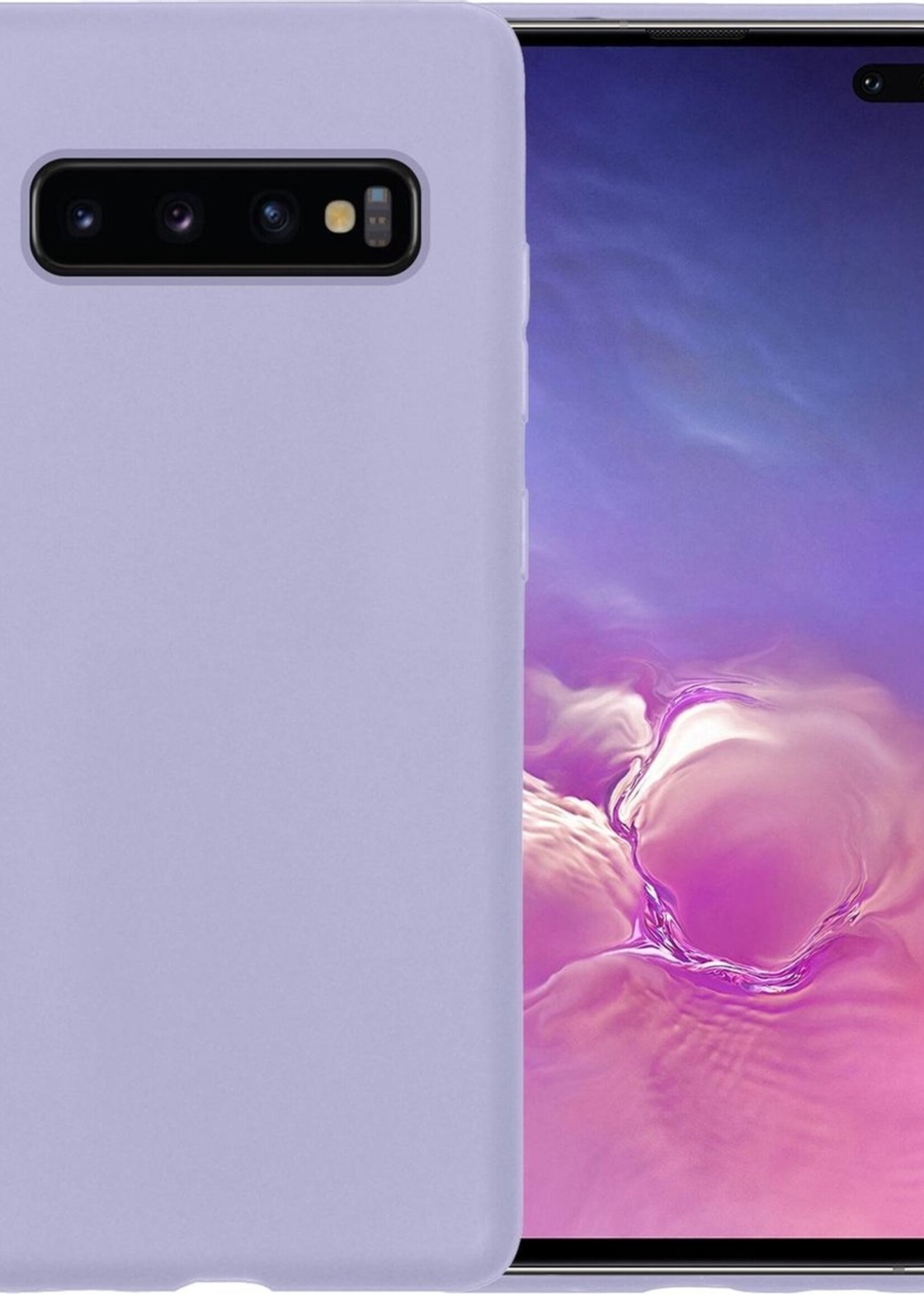 BTH Hoesje Geschikt voor Samsung S10 Hoesje Siliconen Case Hoes - Hoes Geschikt voor Samsung Galaxy S10 Hoes Cover Case - Lila