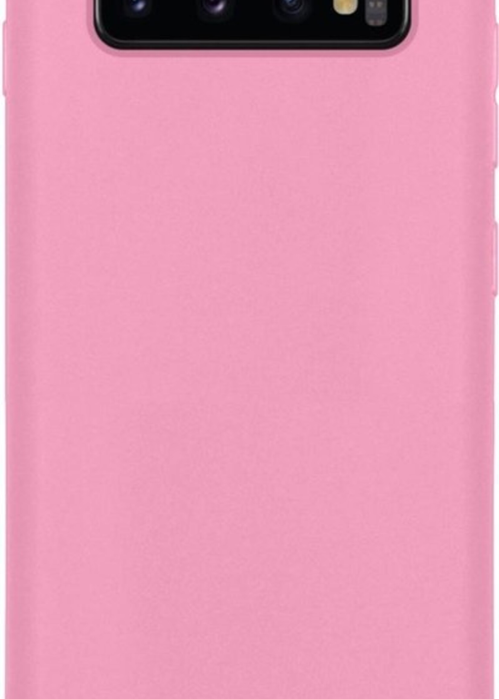 BTH Hoesje Geschikt voor Samsung S10 Hoesje Siliconen Case Hoes - Hoes Geschikt voor Samsung Galaxy S10 Hoes Cover Case - Roze