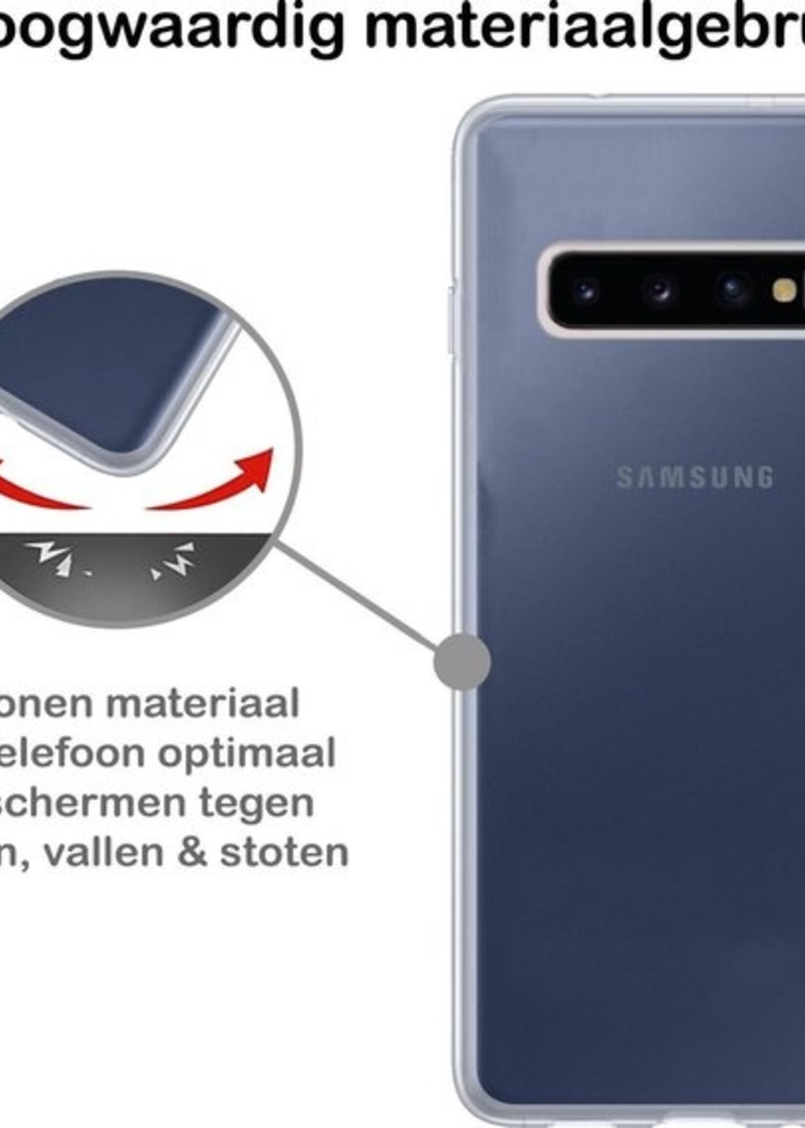 BTH Hoesje Geschikt voor Samsung S10 Hoesje Siliconen Case Hoes - Hoes Geschikt voor Samsung Galaxy S10 Hoes Cover Case - Transparant - 2 PACK