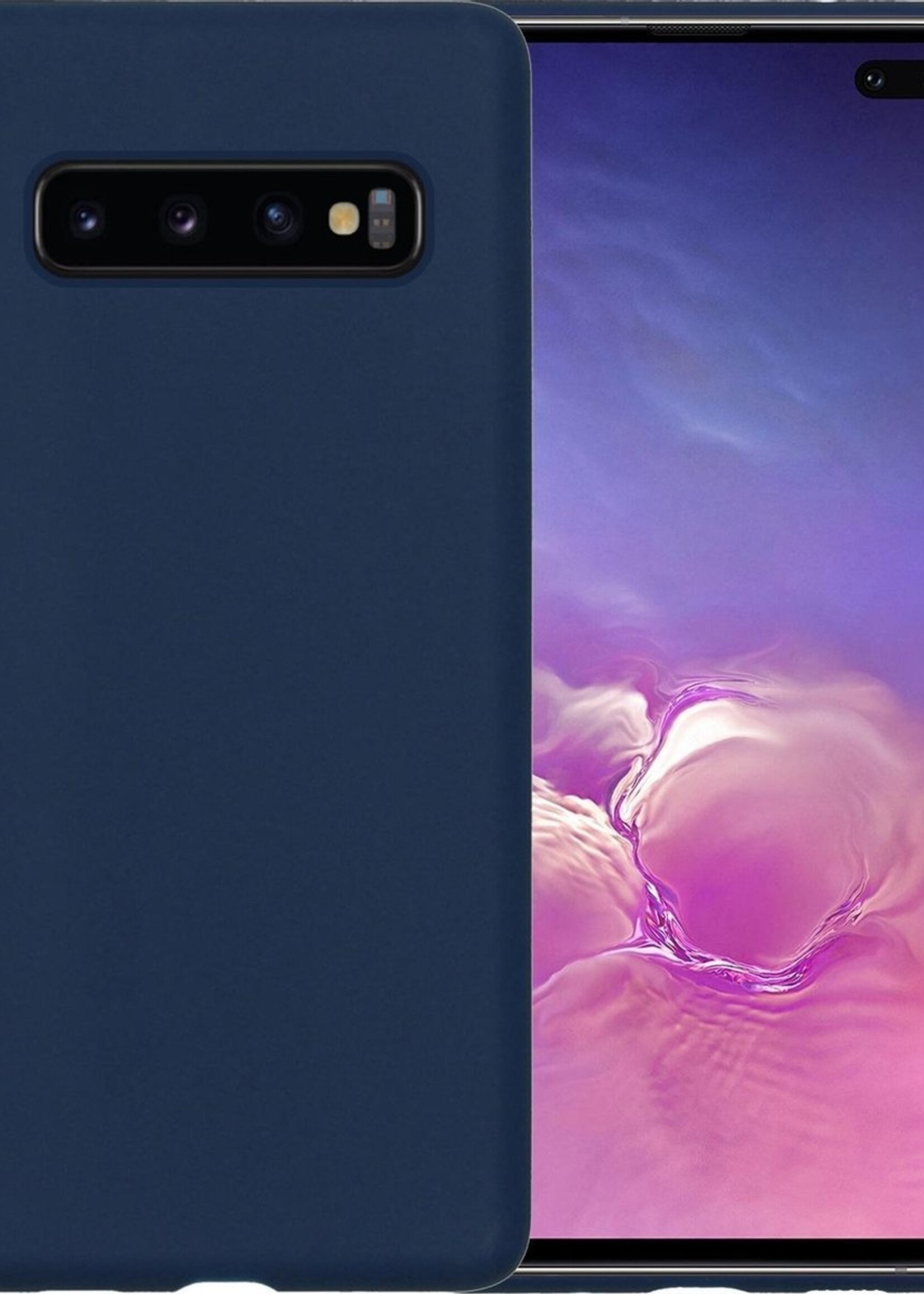 BTH Hoesje Geschikt voor Samsung S10 Hoesje Siliconen Case Hoes - Hoes Geschikt voor Samsung Galaxy S10 Hoes Cover Case - Blauw