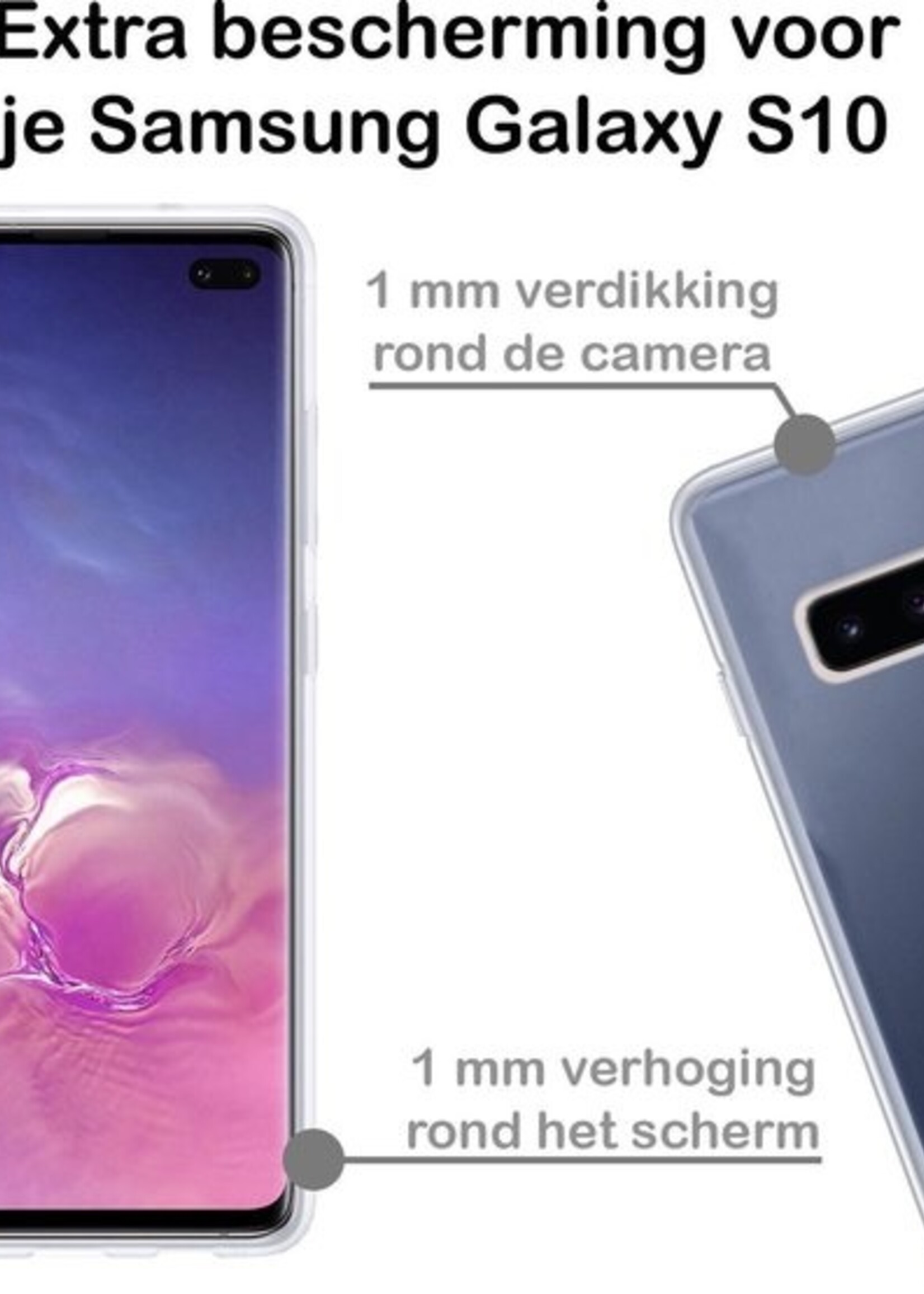 BTH Hoesje Geschikt voor Samsung S10 Hoesje Siliconen Case Hoes - Hoes Geschikt voor Samsung Galaxy S10 Hoes Cover Case - Transparant - 2 PACK