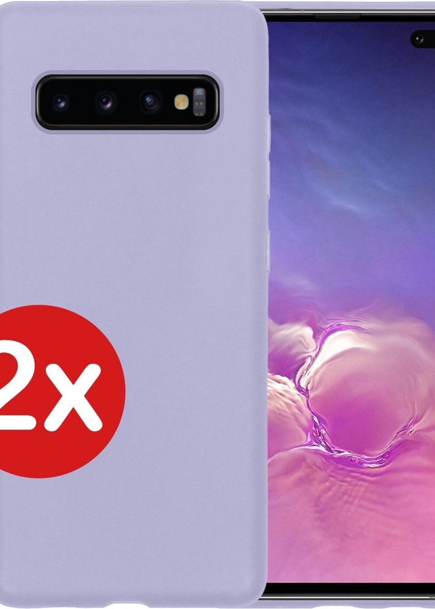 BTH Hoesje Geschikt voor Samsung S10 Hoesje Siliconen Case Hoes - Hoes Geschikt voor Samsung Galaxy S10 Hoes Cover Case - Lila - 2 PACK