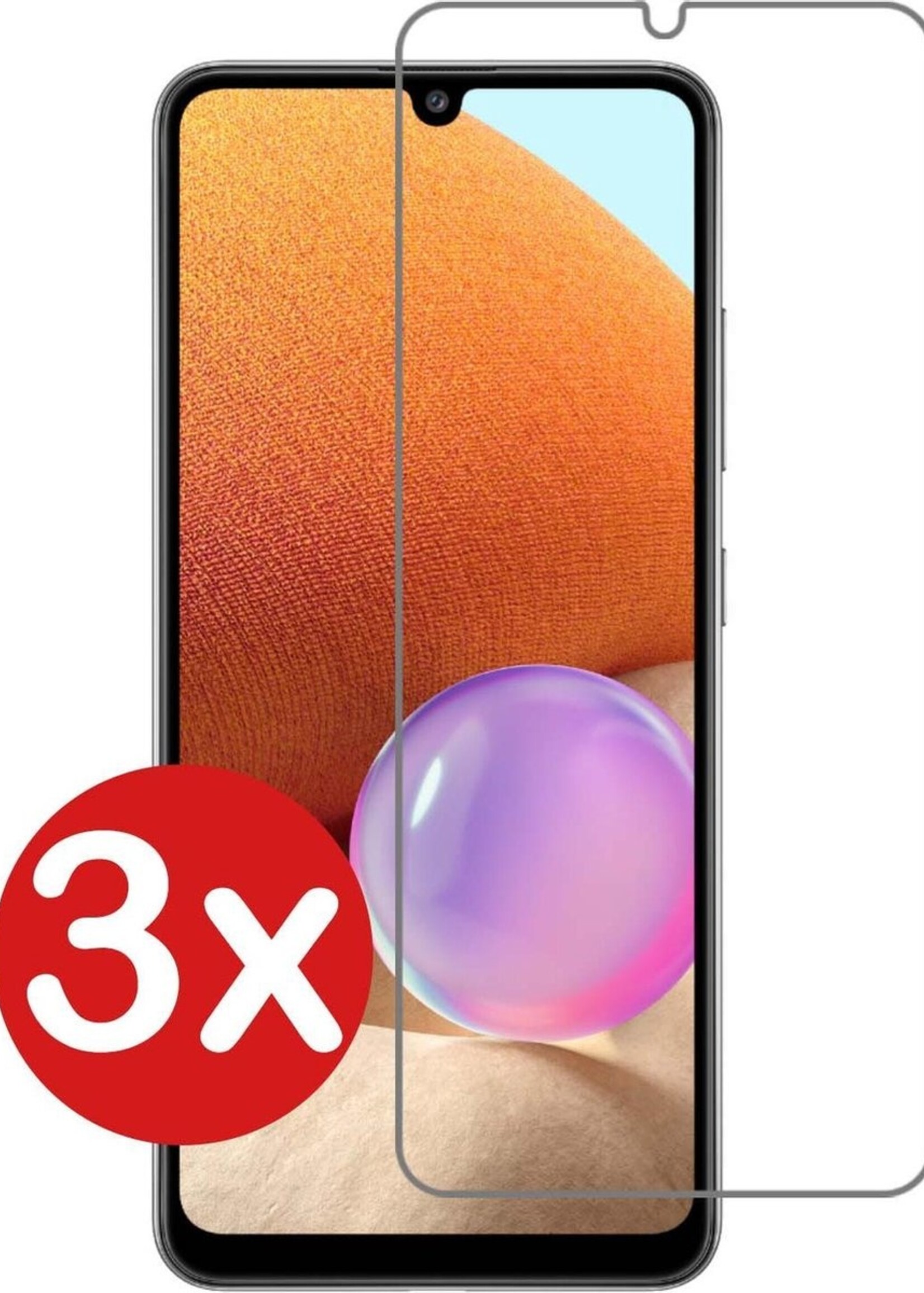 BTH Screenprotector Geschikt voor Samsung A32 5G Screenprotector Glas Gehard Tempered Glass - Screenprotector Geschikt voor Samsung Galaxy A32 5G Screen Protector Screen Cover - 3 PACK