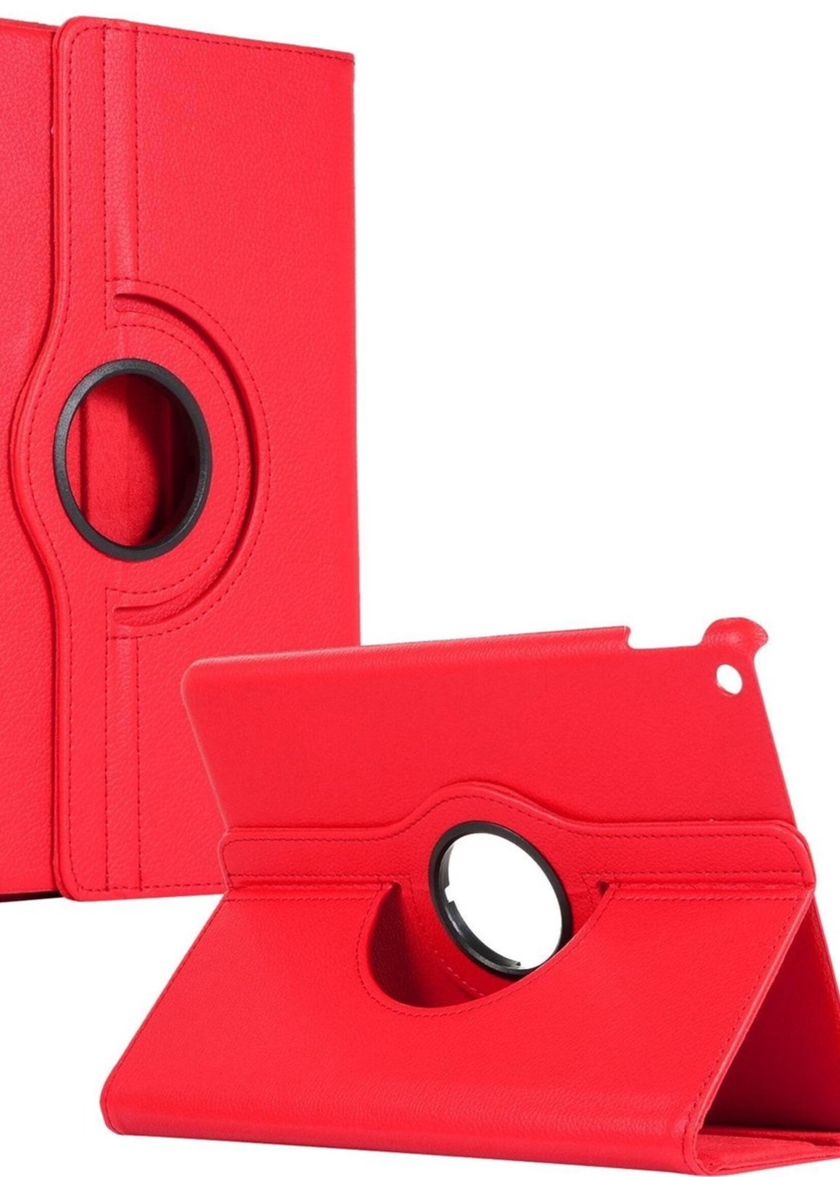 BTH Hoes Geschikt voor iPad 10.2 2019/2020 Hoes Case 360 Draaibare Hoes Cover - Hoesje Geschikt voor iPad 7/8 Hoesje Draaibaar - Rood