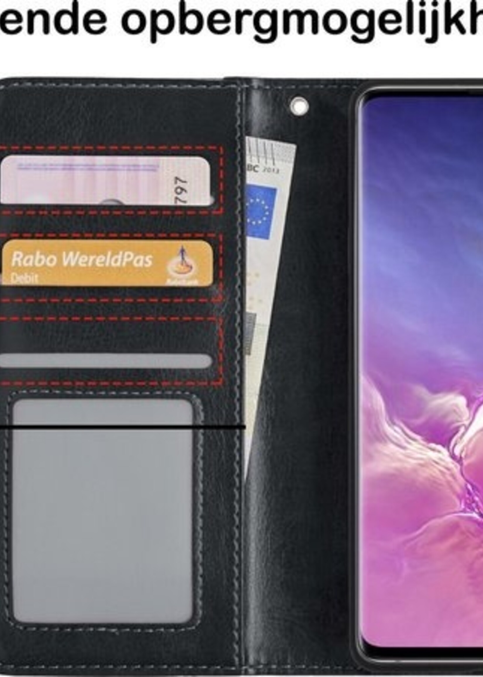 BTH Hoesje Geschikt voor Samsung S10 Hoesje Book Case Hoes Portemonnee Cover Walletcase - Hoes Geschikt voor Samsung Galaxy S10 Hoes Bookcase Hoesje - Zwart