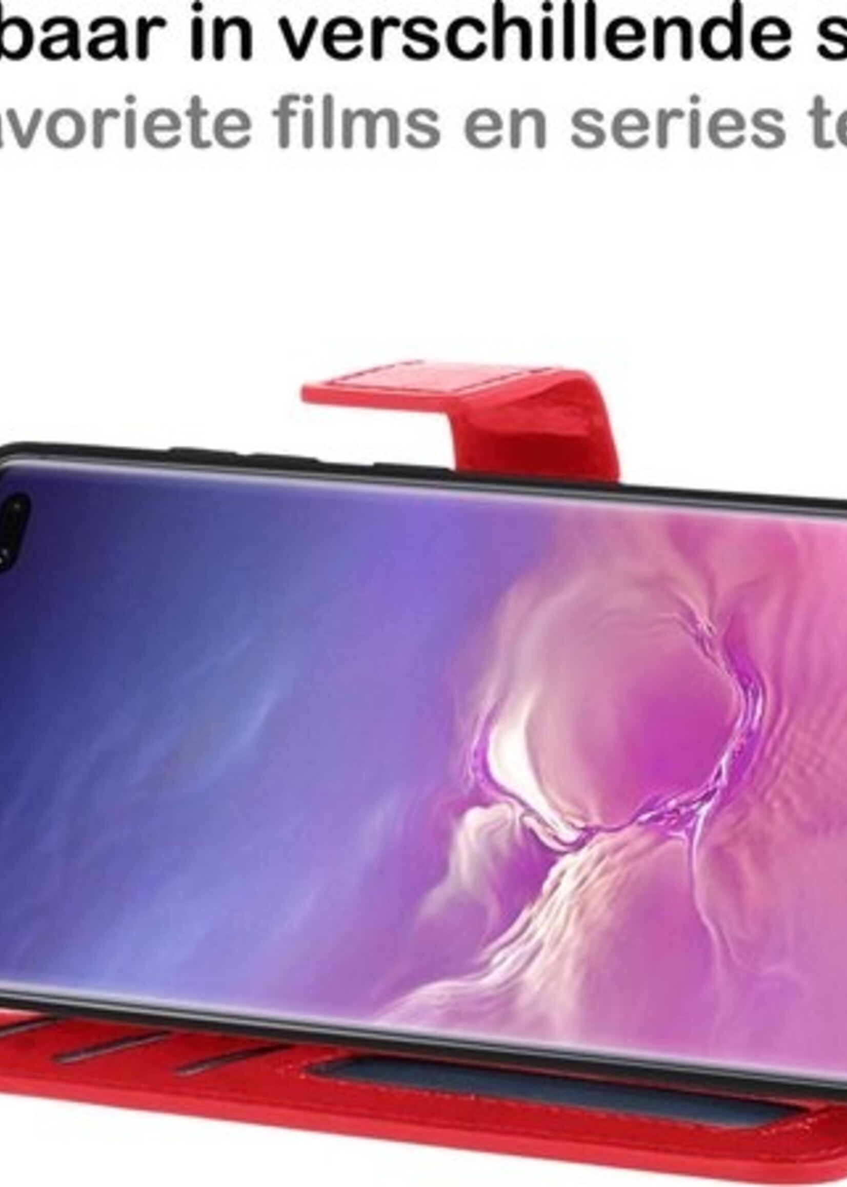 BTH Hoesje Geschikt voor Samsung S10 Hoesje Book Case Hoes Portemonnee Cover Walletcase - Hoes Geschikt voor Samsung Galaxy S10 Hoes Bookcase Hoesje - Rood