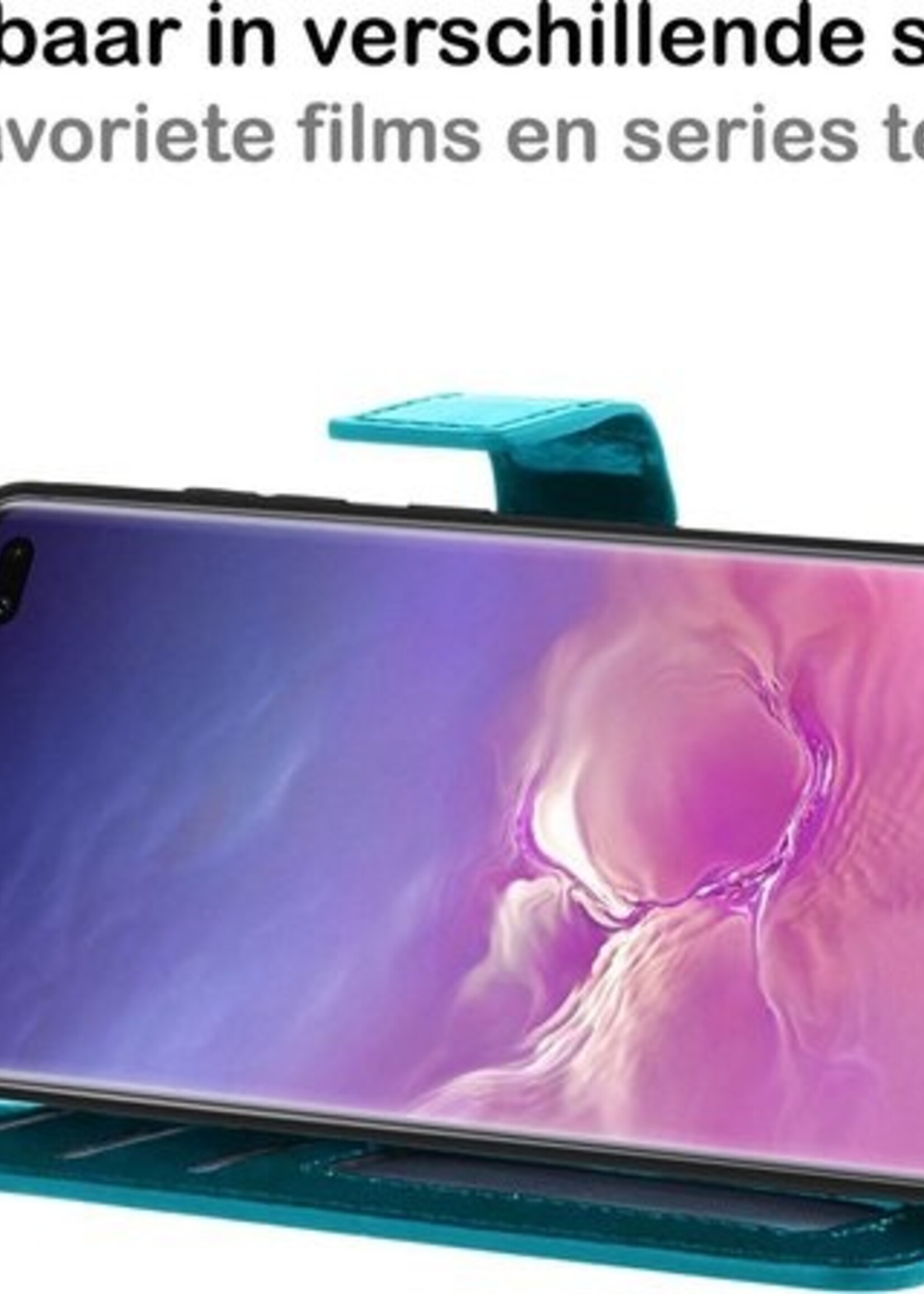 BTH Hoesje Geschikt voor Samsung S10 Hoesje Book Case Hoes Portemonnee Cover Walletcase - Hoes Geschikt voor Samsung Galaxy S10 Hoes Bookcase Hoesje - Turquoise