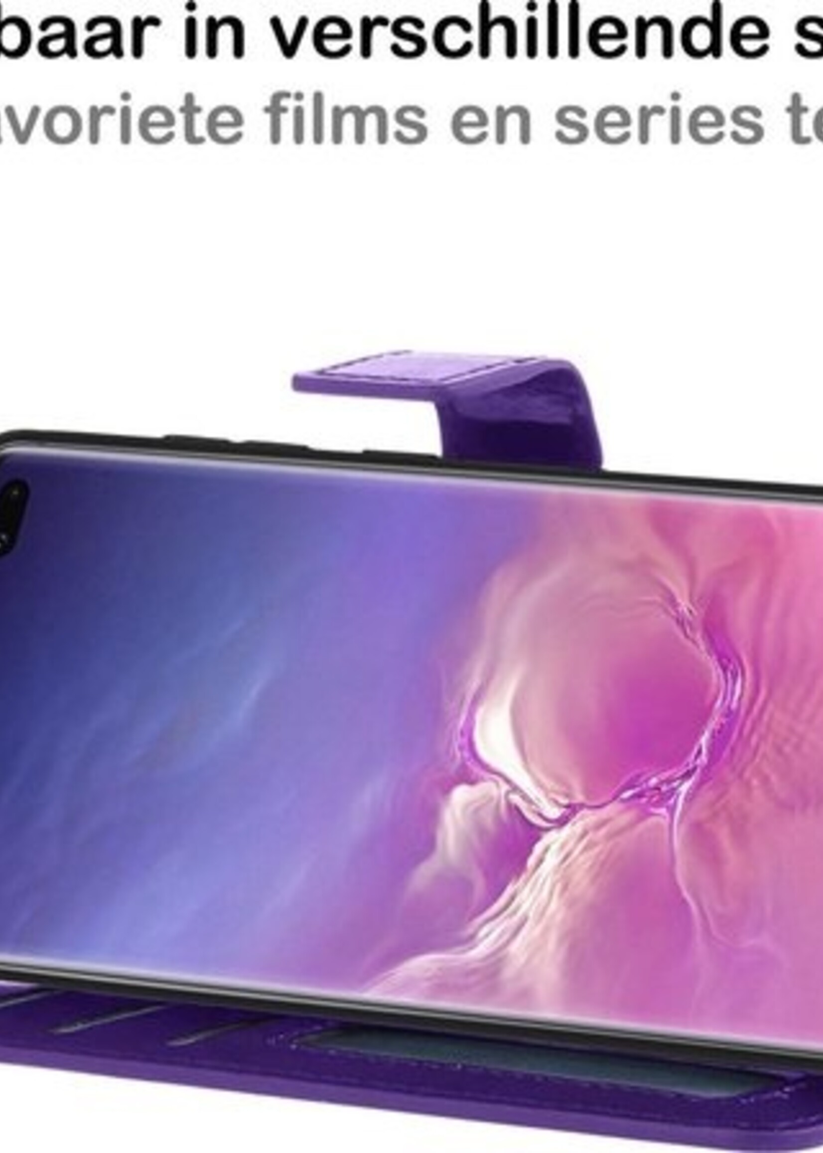 BTH Hoesje Geschikt voor Samsung S10 Hoesje Book Case Hoes Portemonnee Cover Walletcase - Hoes Geschikt voor Samsung Galaxy S10 Hoes Bookcase Hoesje - Paars