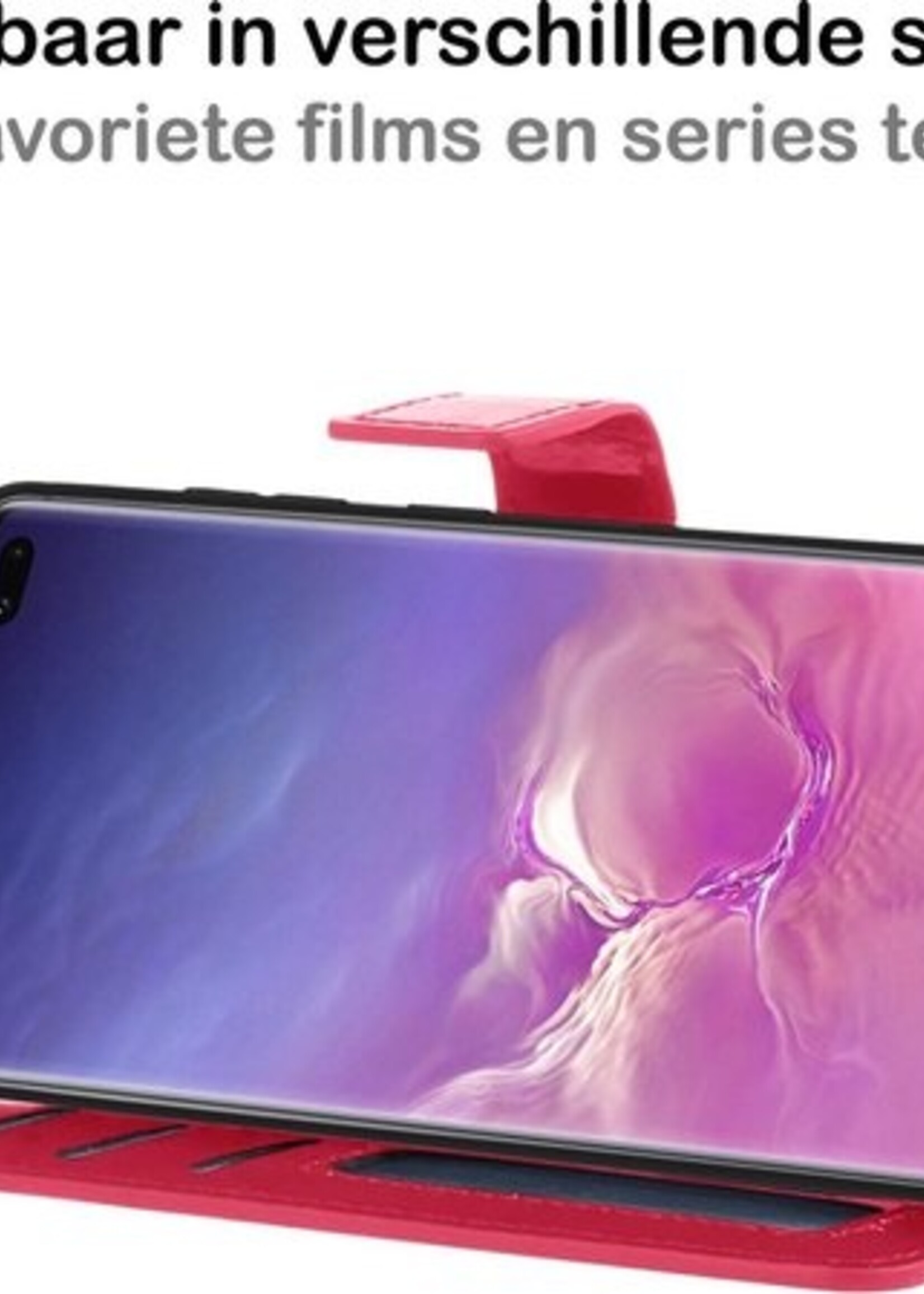 BTH Hoesje Geschikt voor Samsung S10 Hoesje Book Case Hoes Portemonnee Cover Walletcase - Hoes Geschikt voor Samsung Galaxy S10 Hoes Bookcase Hoesje - Roze