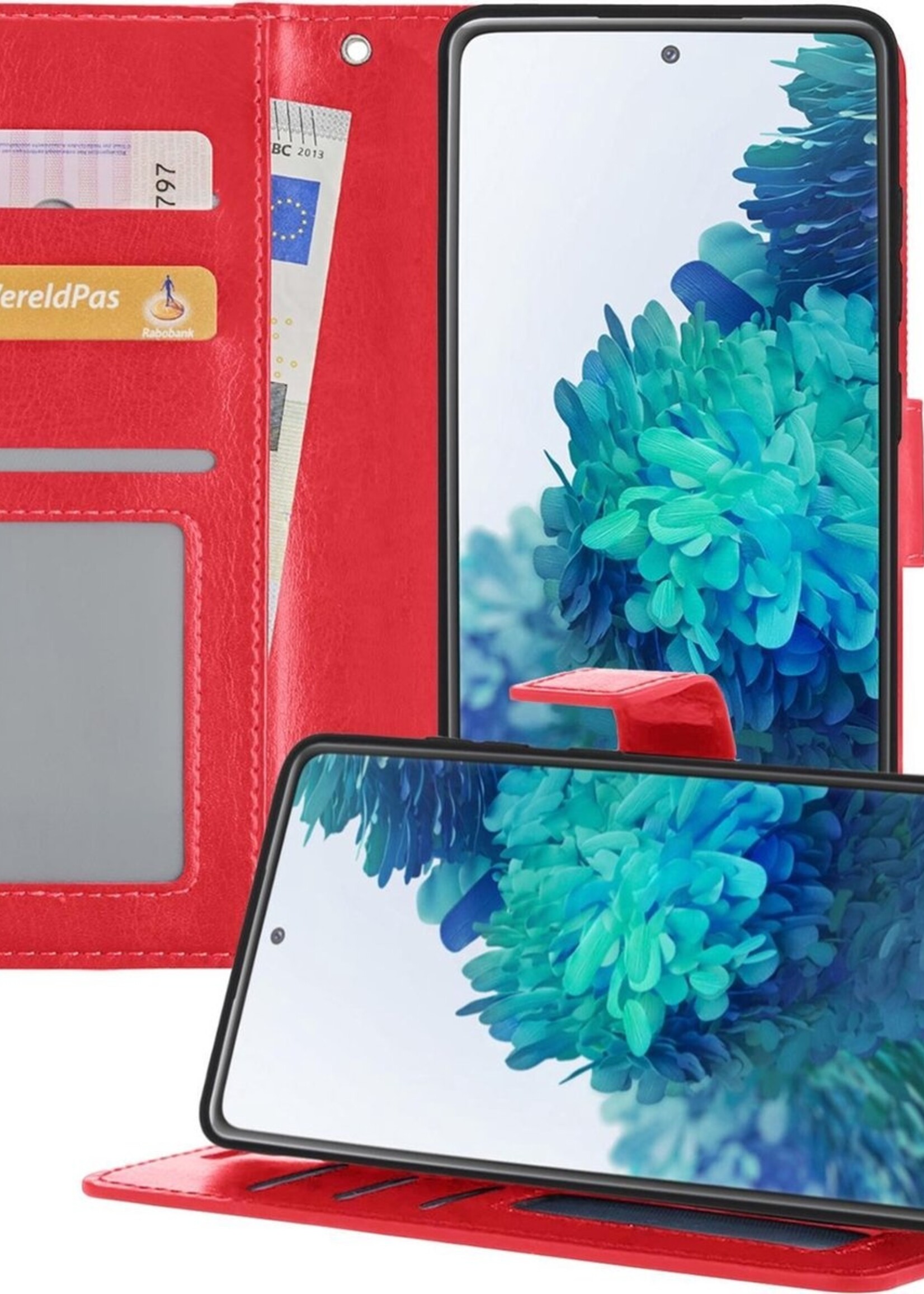 BTH Hoesje Geschikt voor Samsung S20 FE Hoesje Book Case Hoes Portemonnee Cover Walletcase - Hoes Geschikt voor Samsung Galaxy S20 FE Hoes Bookcase Hoesje - Rood