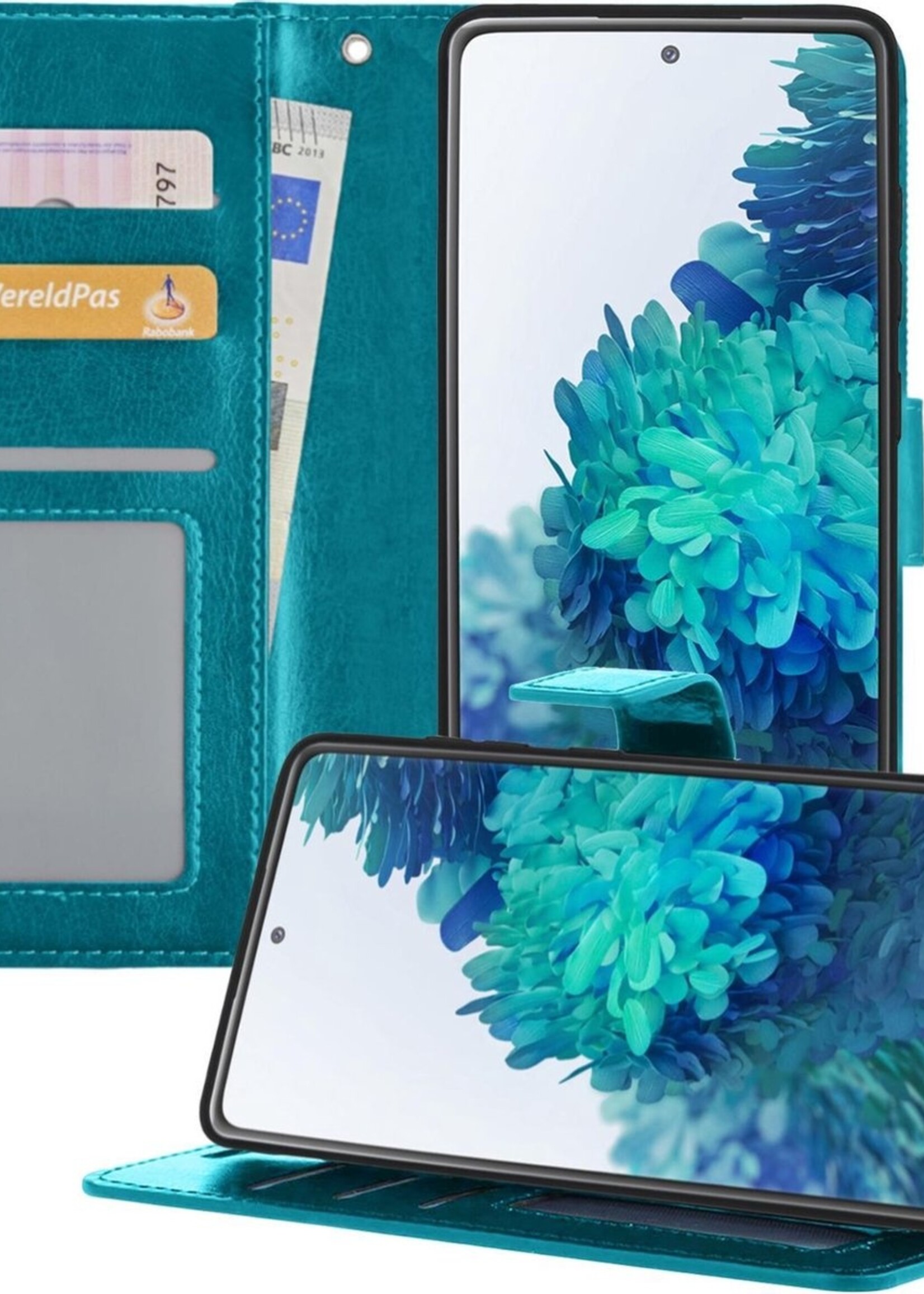 BTH Hoesje Geschikt voor Samsung S20 FE Hoesje Book Case Hoes Portemonnee Cover Walletcase - Hoes Geschikt voor Samsung Galaxy S20 FE Hoes Bookcase Hoesje - Turquoise