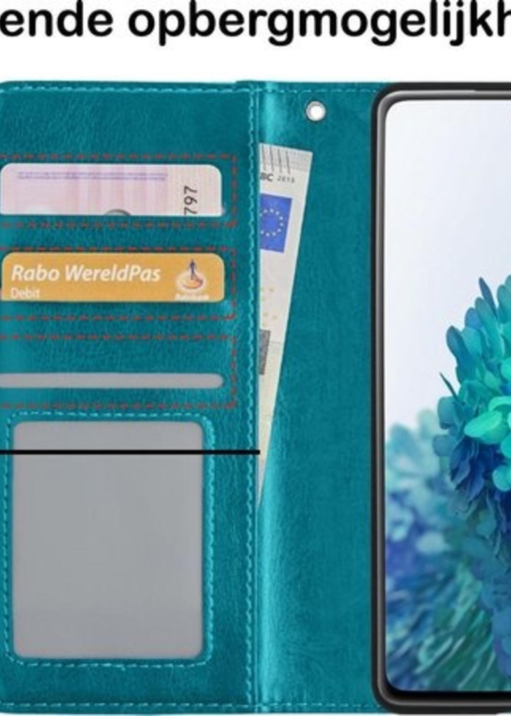 BTH Hoesje Geschikt voor Samsung S20 FE Hoesje Book Case Hoes Portemonnee Cover Walletcase - Hoes Geschikt voor Samsung Galaxy S20 FE Hoes Bookcase Hoesje - Turquoise