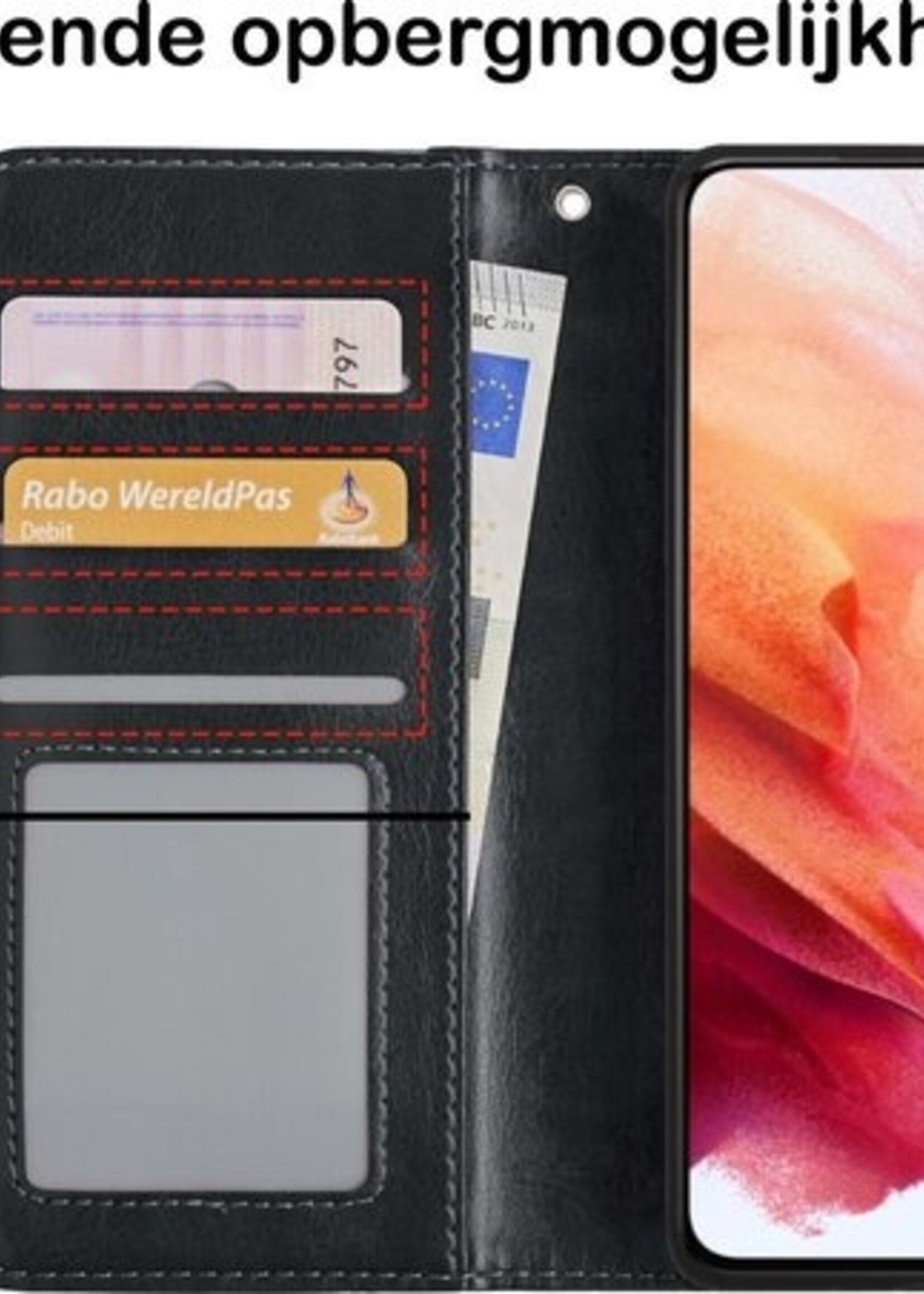 BTH Hoesje Geschikt voor Samsung S21 Hoesje Book Case Hoes Portemonnee Cover Walletcase - Hoes Geschikt voor Samsung Galaxy S21 Hoes Bookcase Hoesje - Zwart