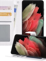 BTH BTH Samsung Galaxy S21 Ultra Hoesje Bookcase - Wit